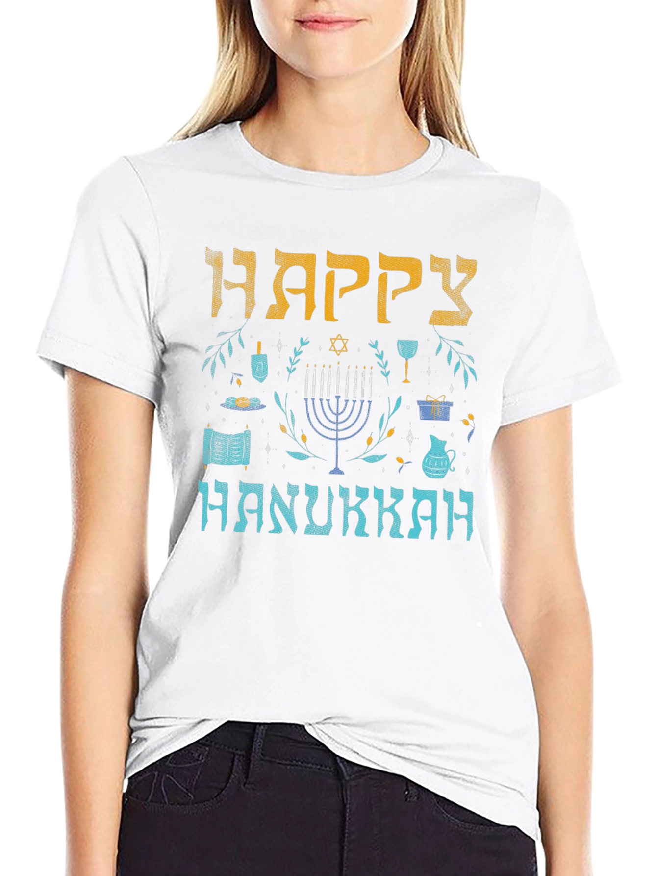 Happy Hanukkah Graphic Print T-Shirt