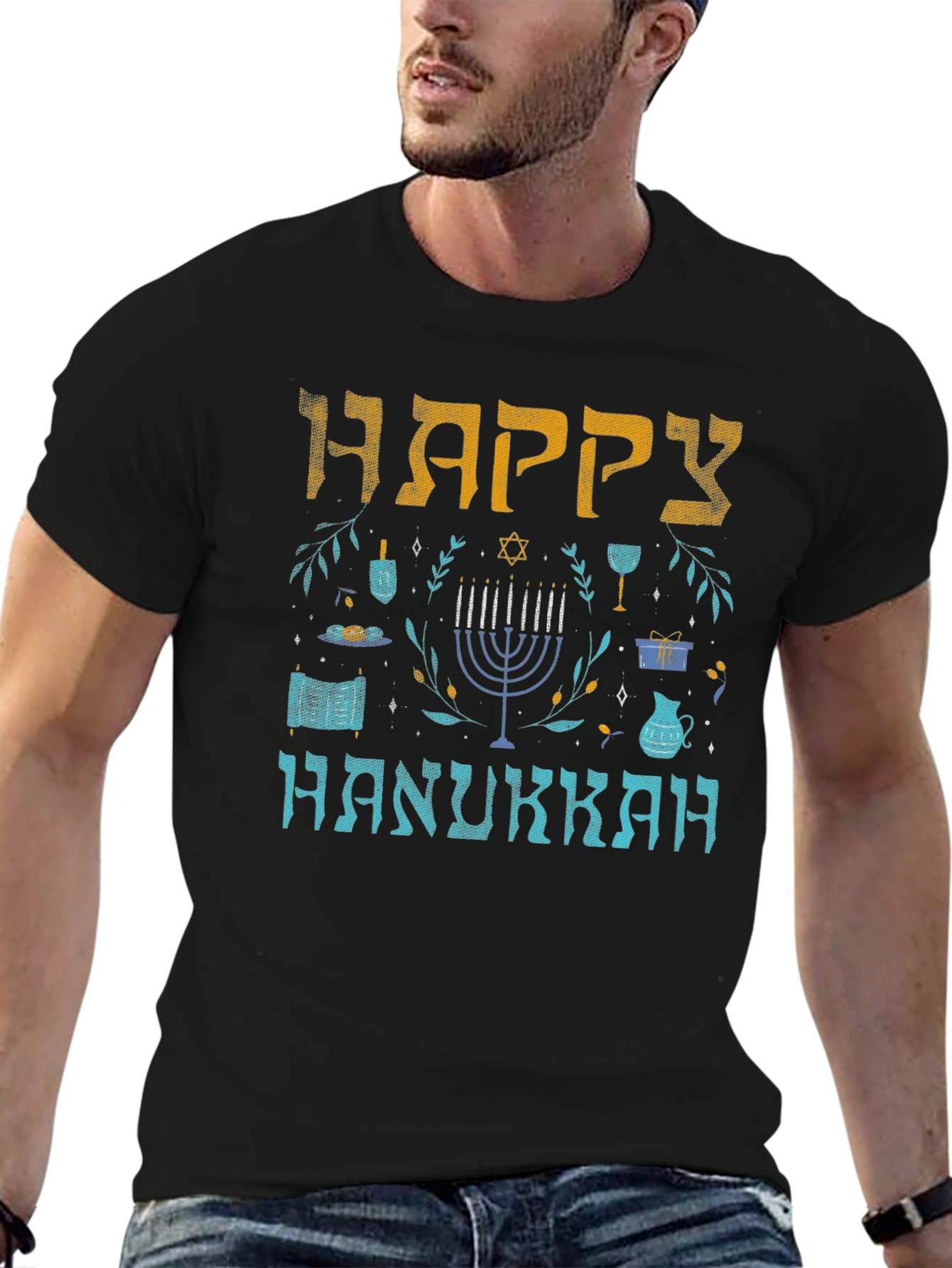 Happy Hanukkah Graphic Print T-Shirt