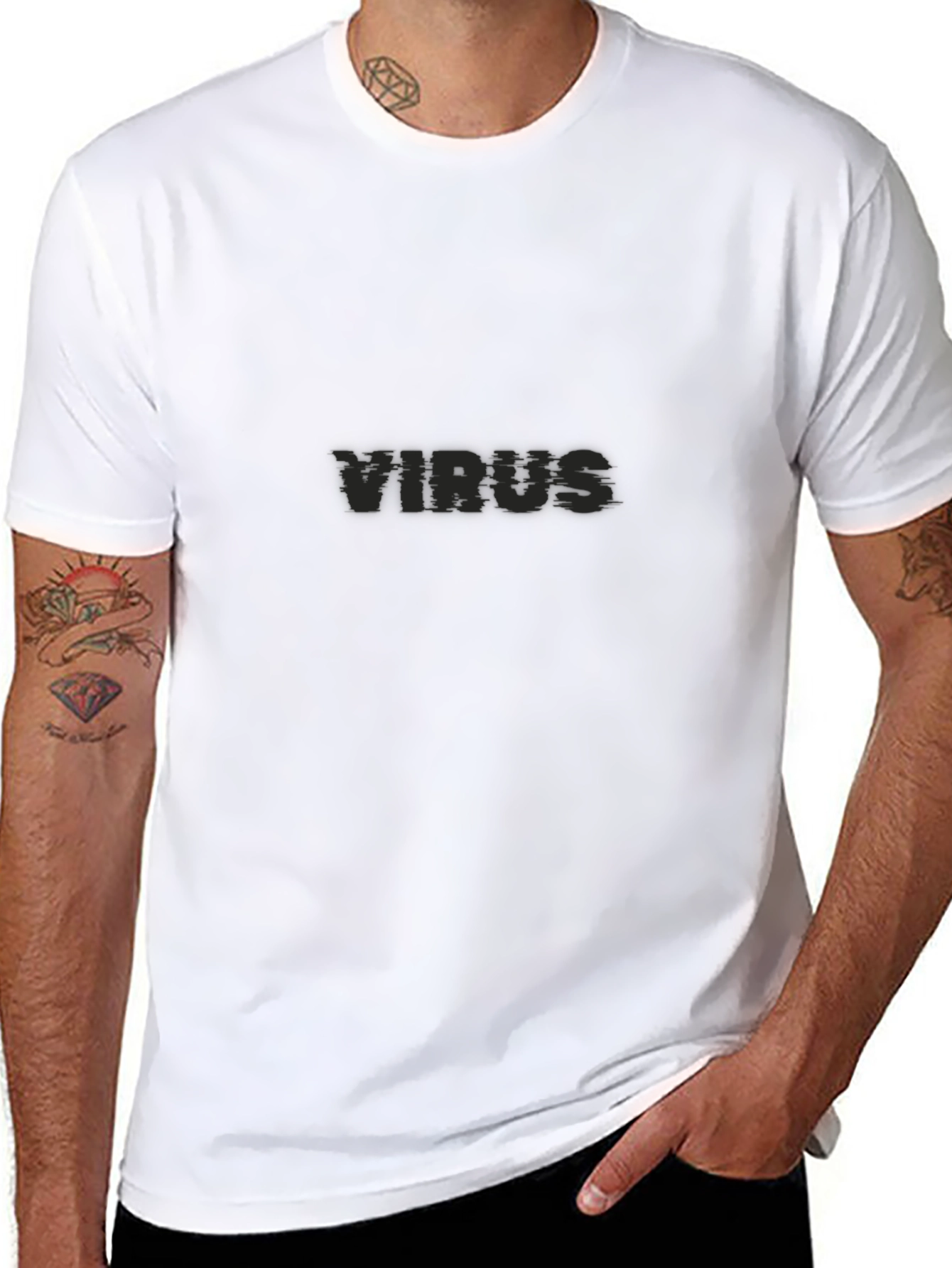 Virus Graphic Print Black T-Shirt
