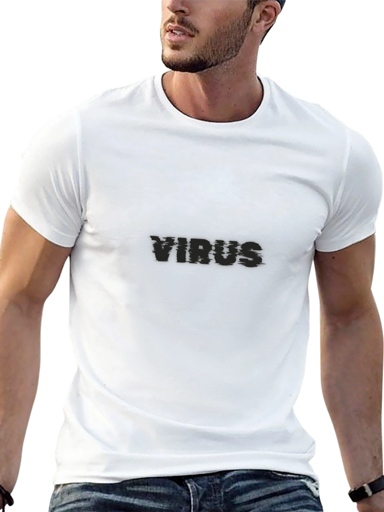 Virus Graphic Print Black T-Shirt