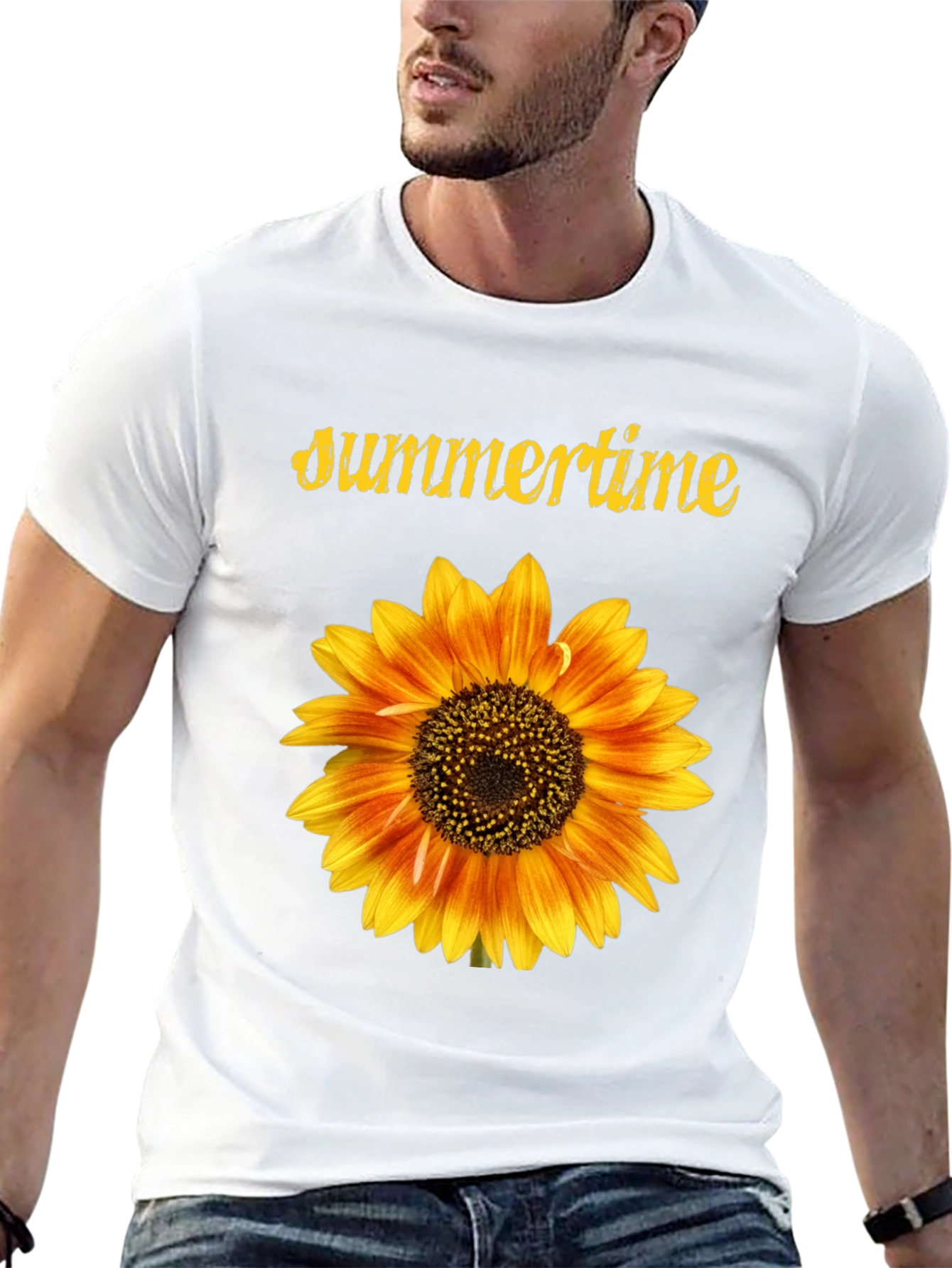 Summertime Sunflower Graphic Black T-Shirt
