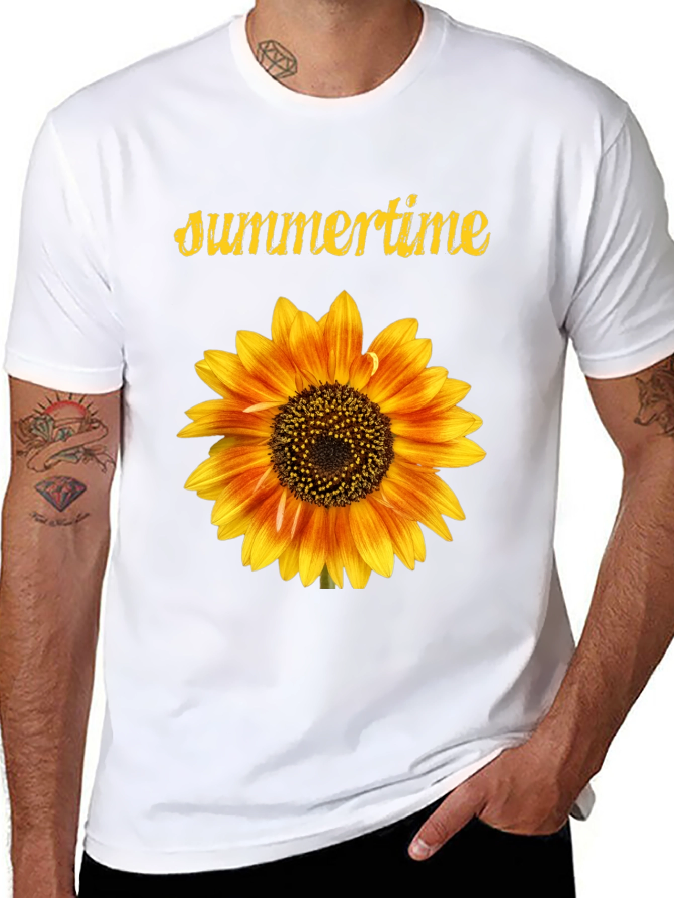 Summertime Sunflower Graphic Black T-Shirt
