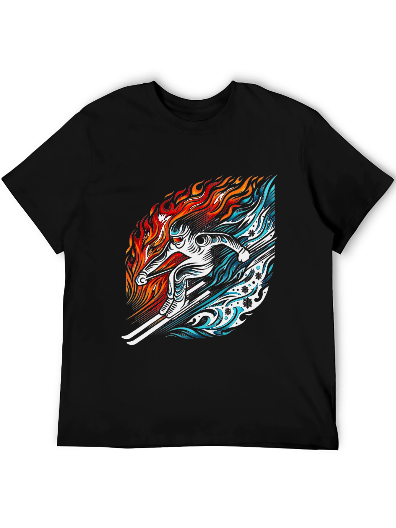 Fire and Ice Skier Graphic T-Shirt