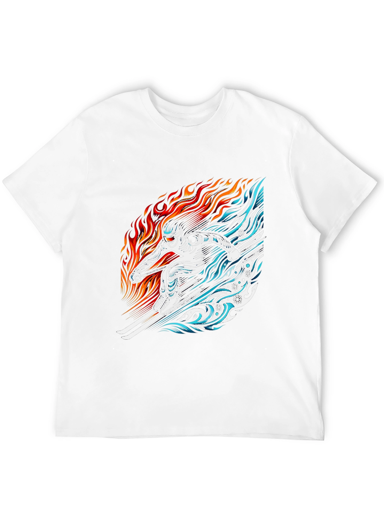 Fire and Ice Skier Graphic T-Shirt