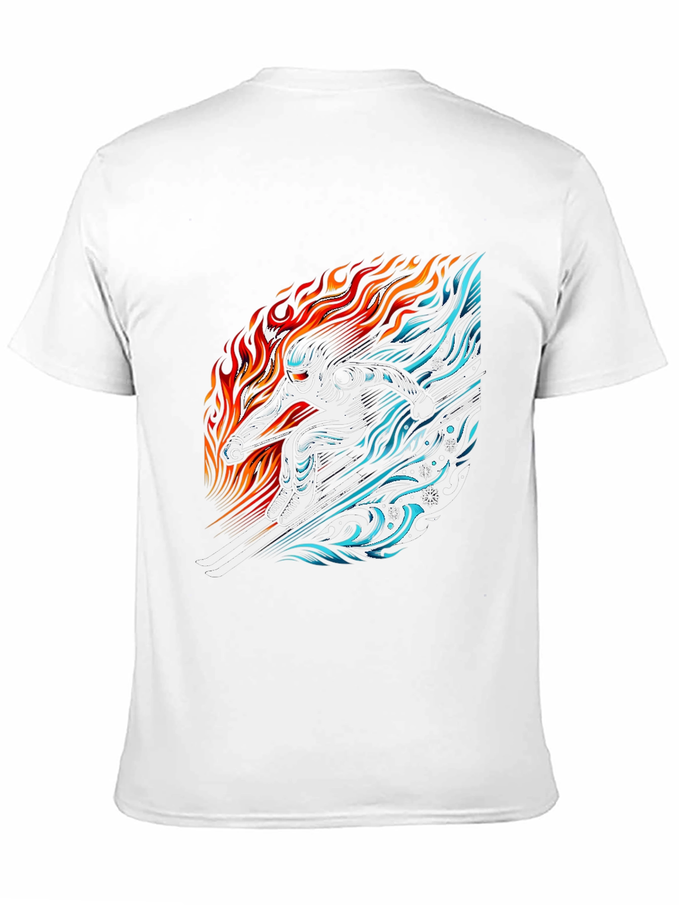 Fire and Ice Skier Graphic T-Shirt
