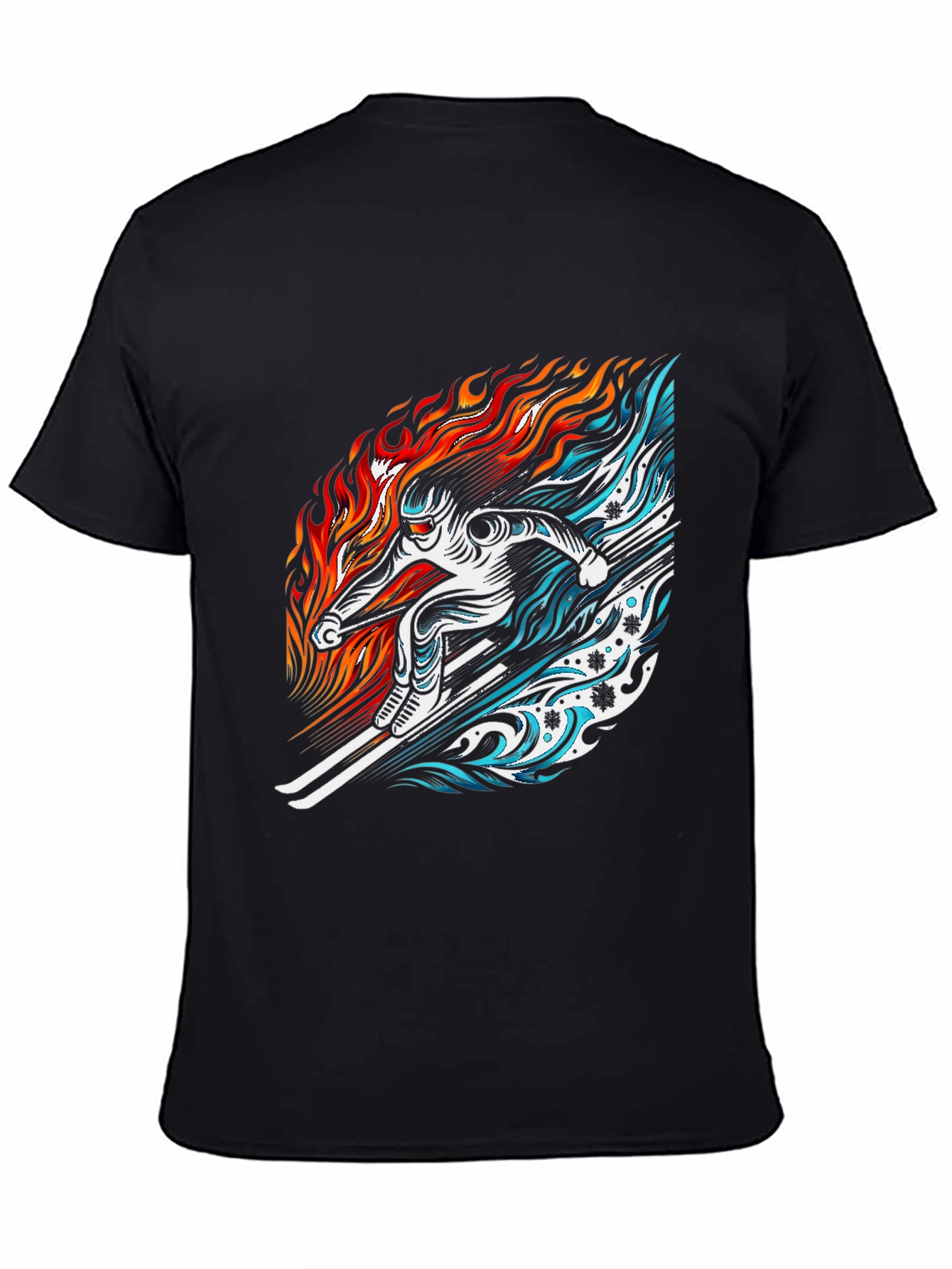 Fire and Ice Skier Graphic T-Shirt
