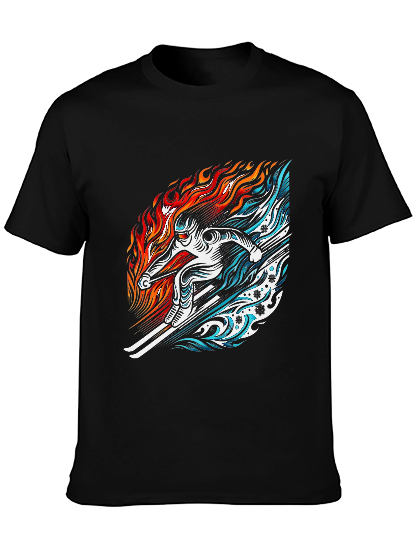Fire and Ice Skier Graphic T-Shirt