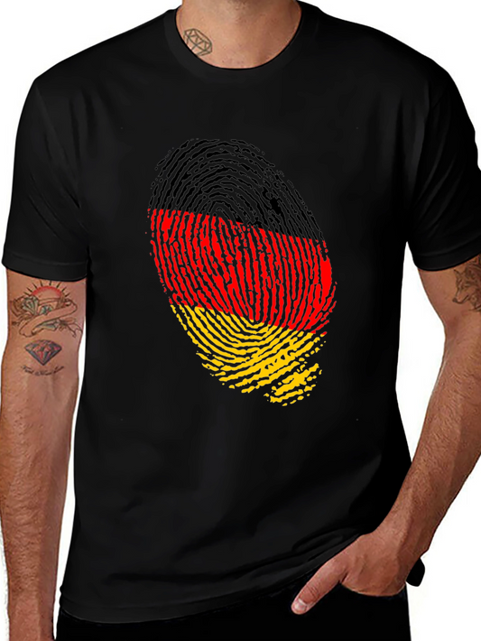 Germany Flag Fingerprint Black T-Shirt