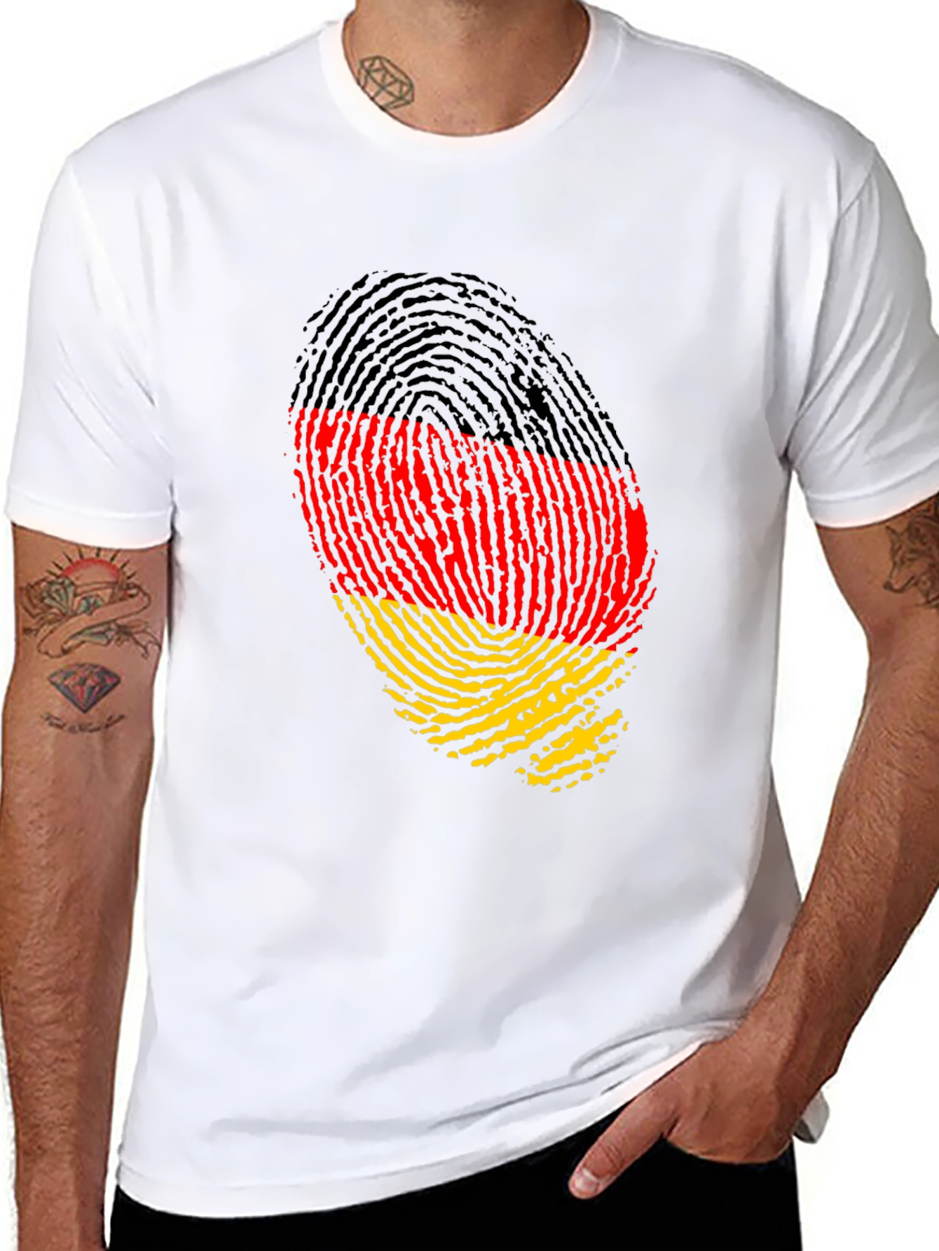 Germany Flag Fingerprint Black T-Shirt