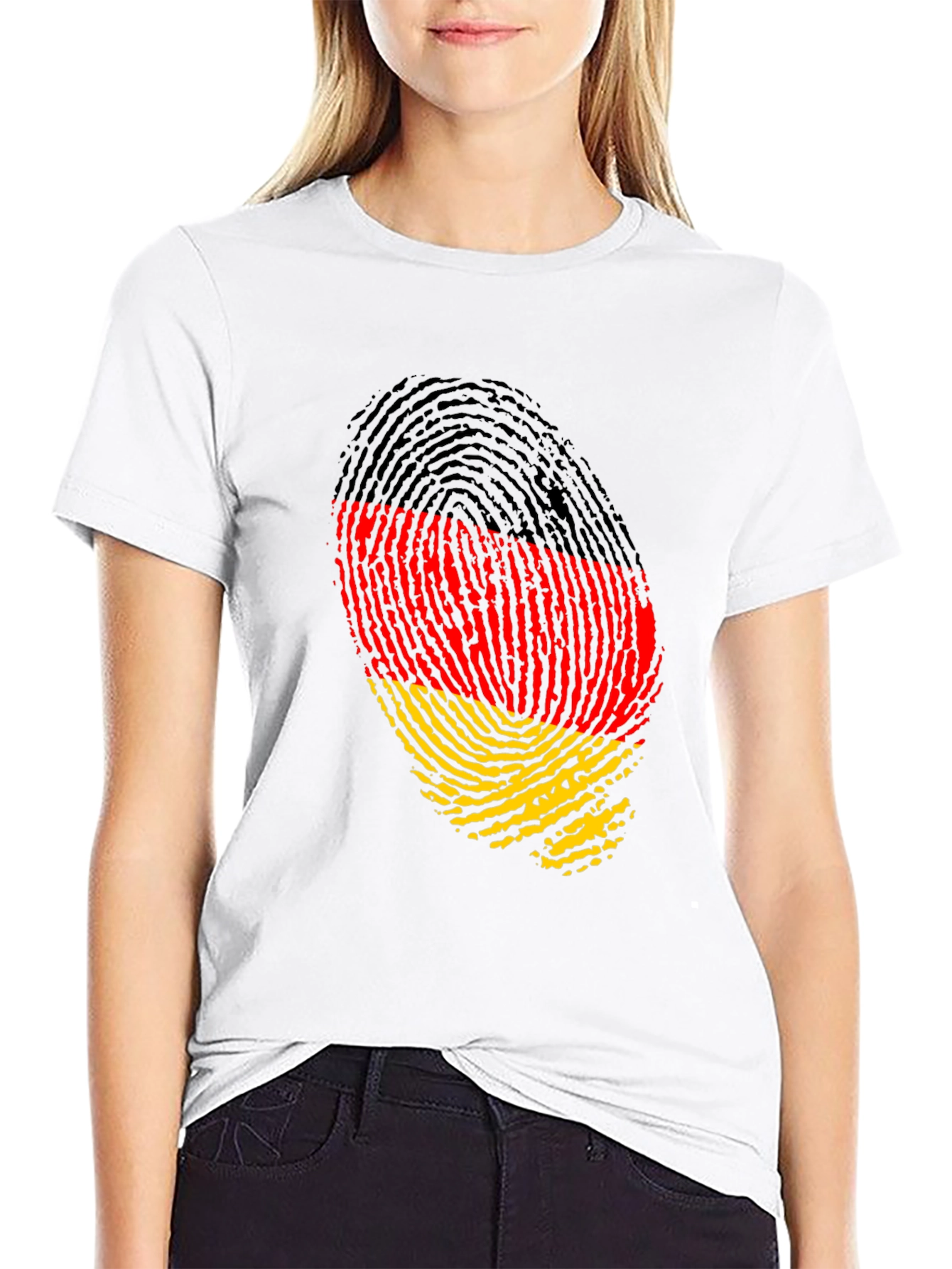 Germany Flag Fingerprint Black T-Shirt