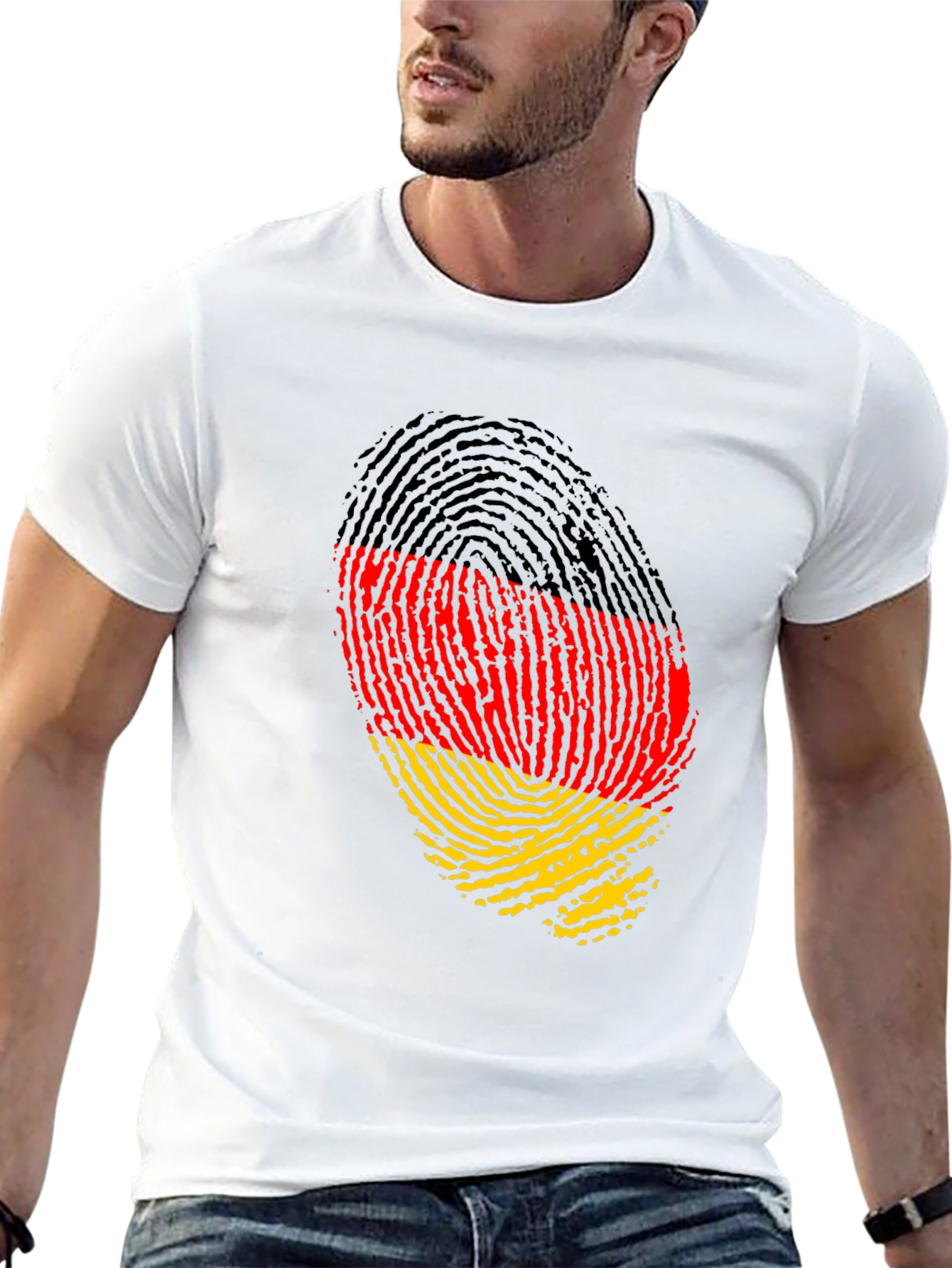 Germany Flag Fingerprint Black T-Shirt