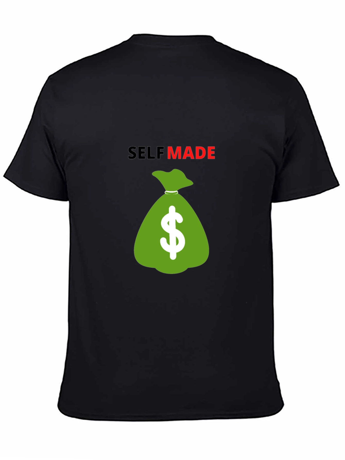 Self Made Money Bag T-Shirt - Black Cotton Blend