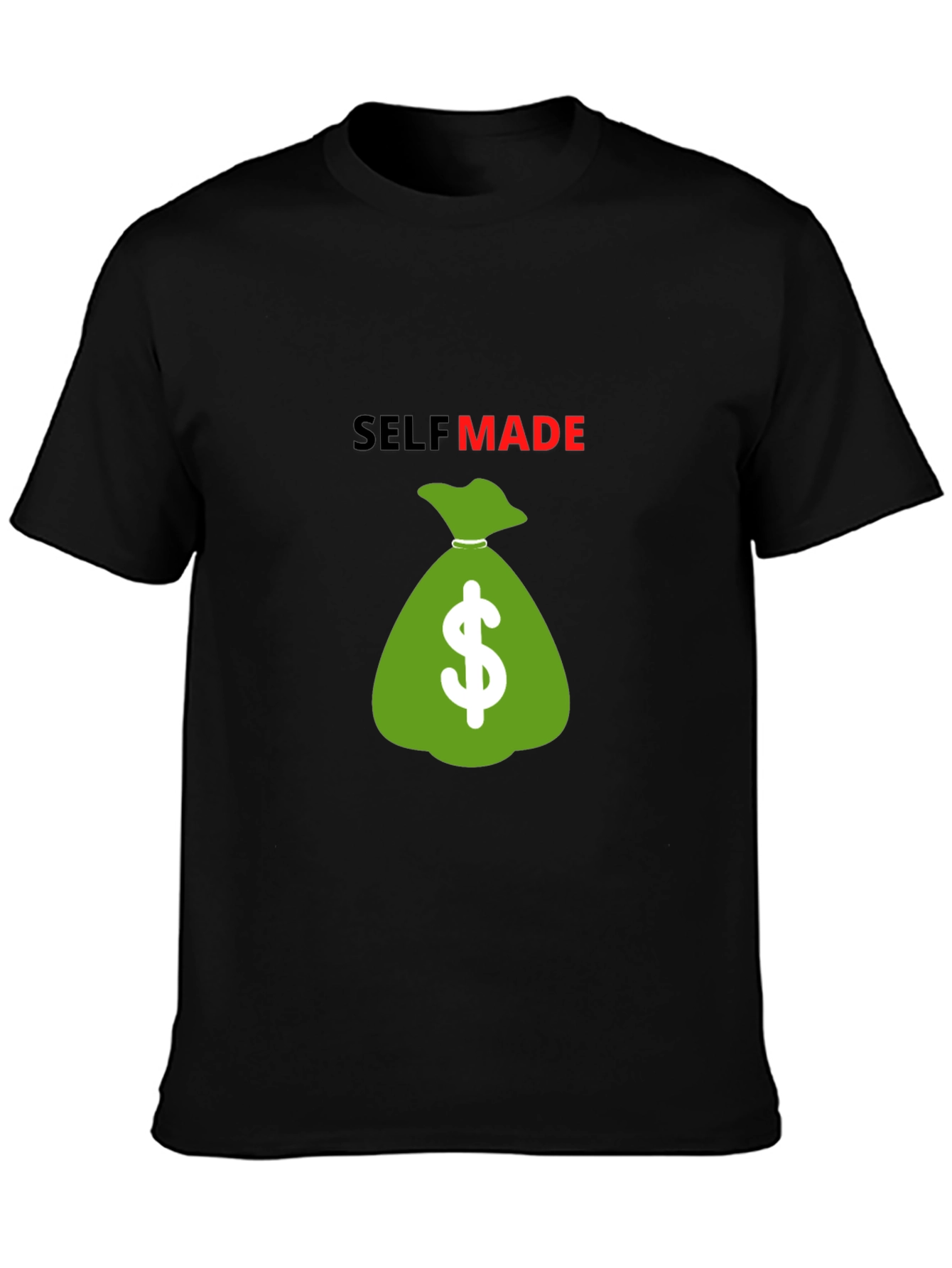 Self Made Money Bag T-Shirt - Black Cotton Blend