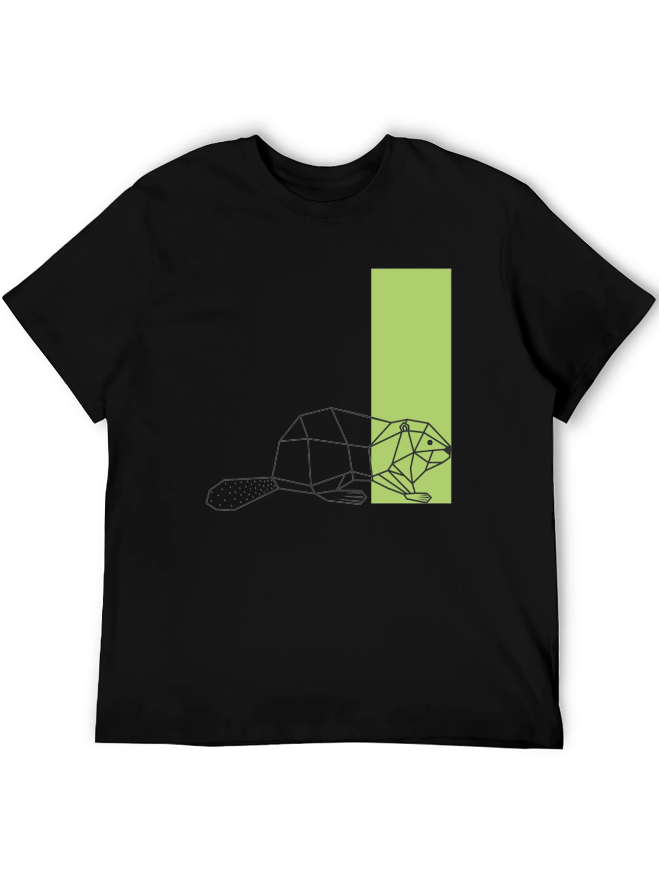 Geometric Beaver Graphic Tee - Black T-Shirt