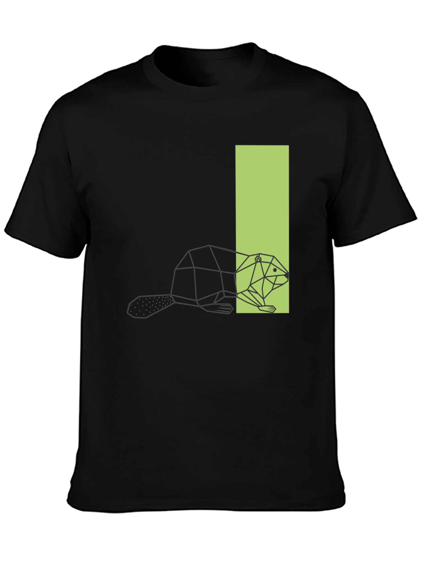 Geometric Beaver Graphic Tee - Black T-Shirt