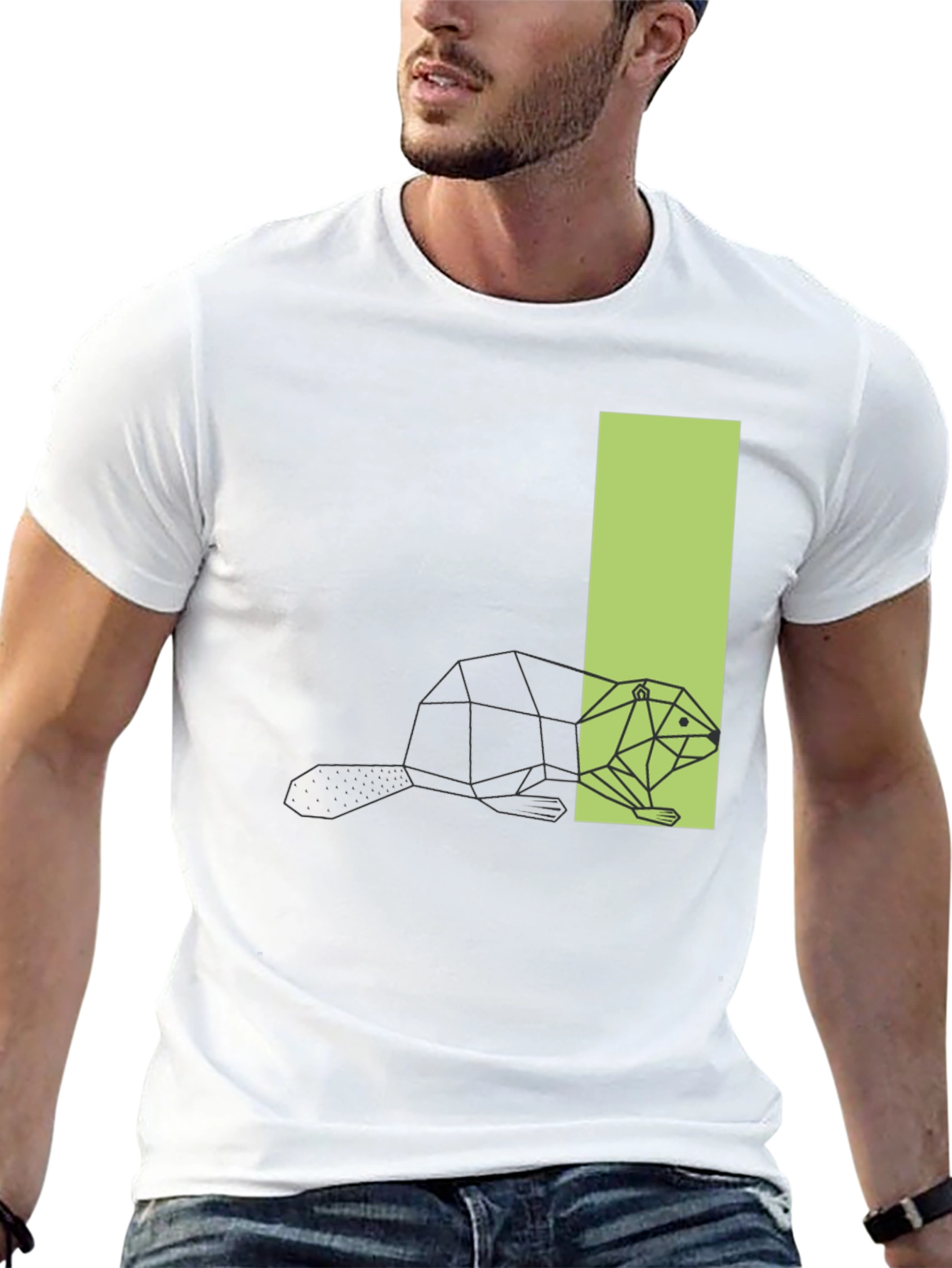 Geometric Beaver Graphic Tee - Black T-Shirt