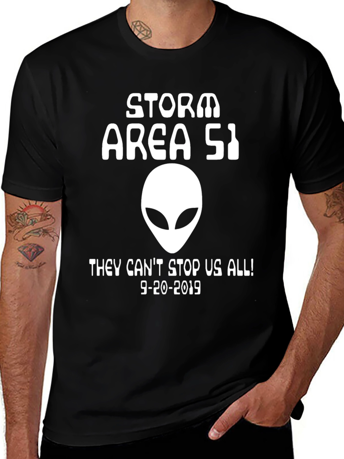 Storm Area 51 T-Shirt Alien Graphic Black Tee
