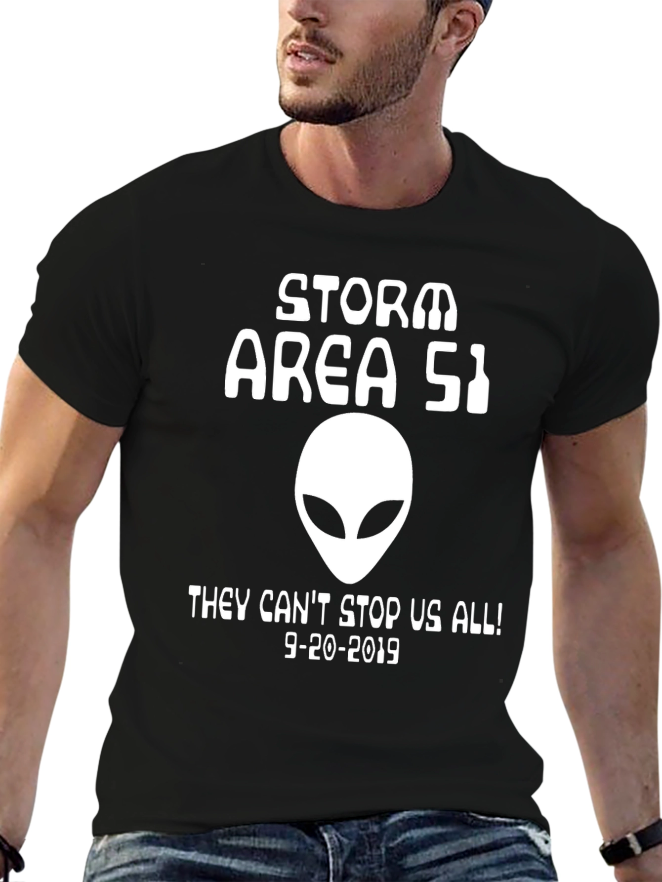 Storm Area 51 T-Shirt Alien Graphic Black Tee