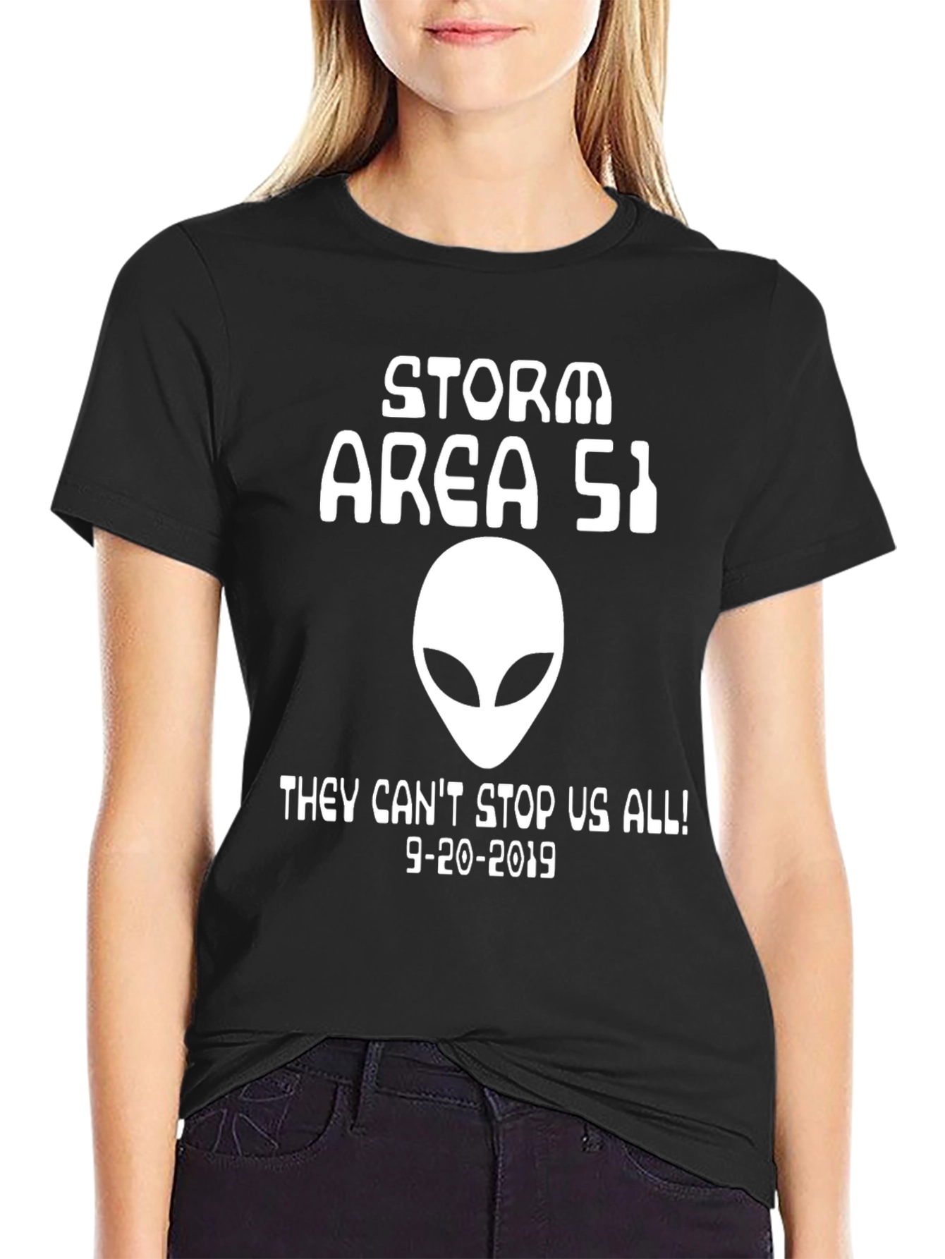 Storm Area 51 T-Shirt Alien Graphic Black Tee