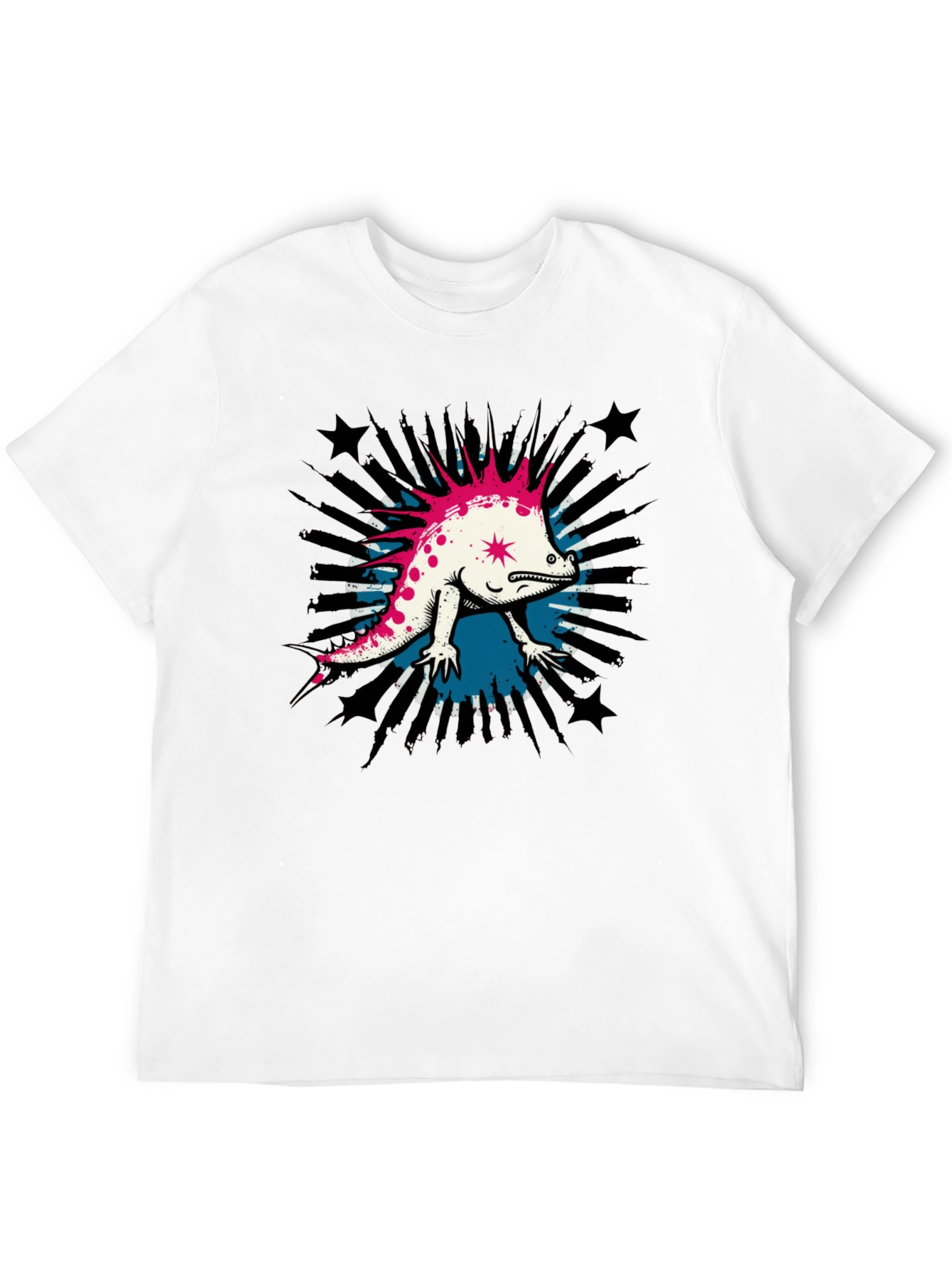 Cool Punk Lizard Graphic T-Shirt - Black