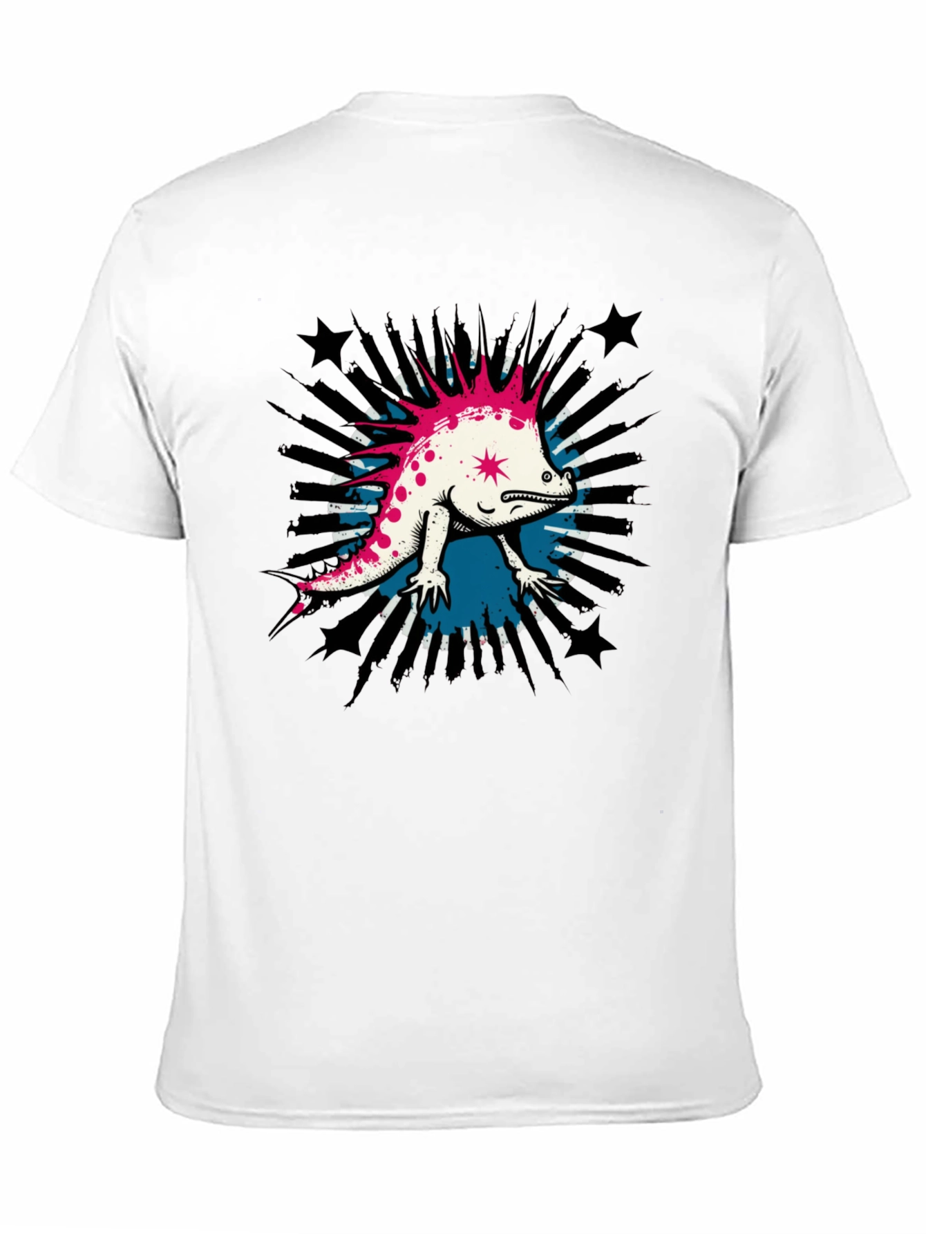 Cool Punk Lizard Graphic T-Shirt - Black