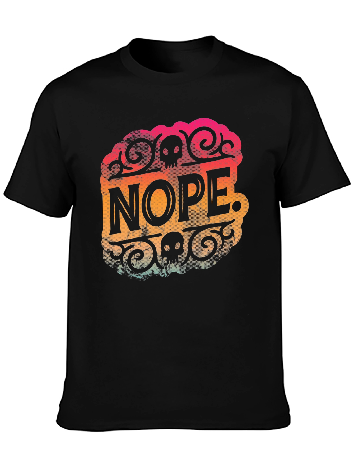 Nope Skull Graphic Mens Black T-Shirt