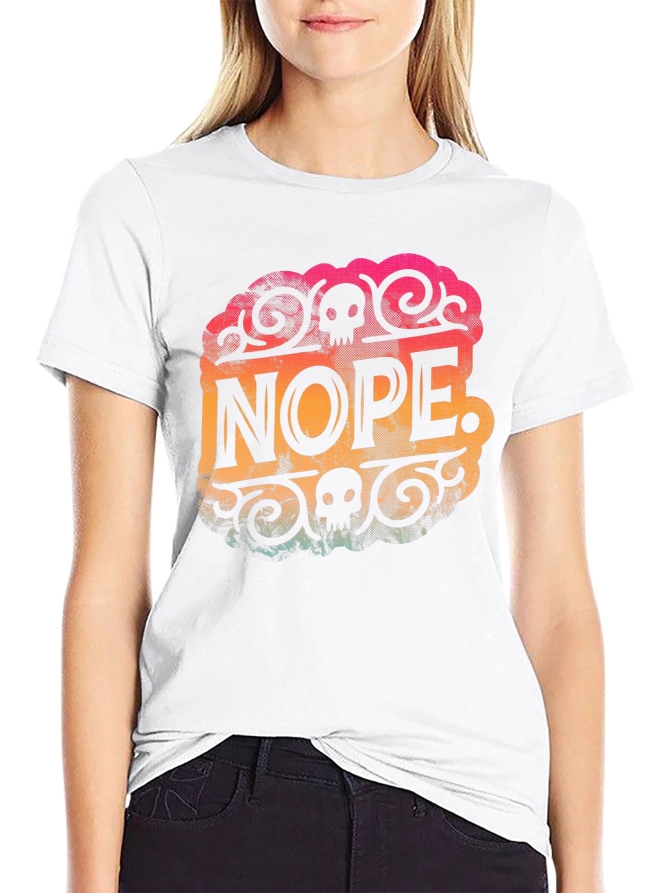 Nope Skull Graphic Mens Black T-Shirt