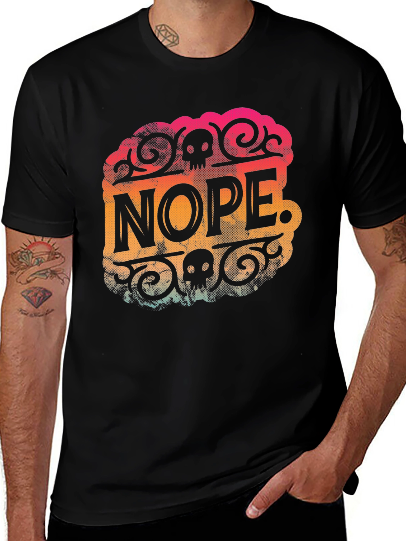 Nope Skull Graphic Mens Black T-Shirt