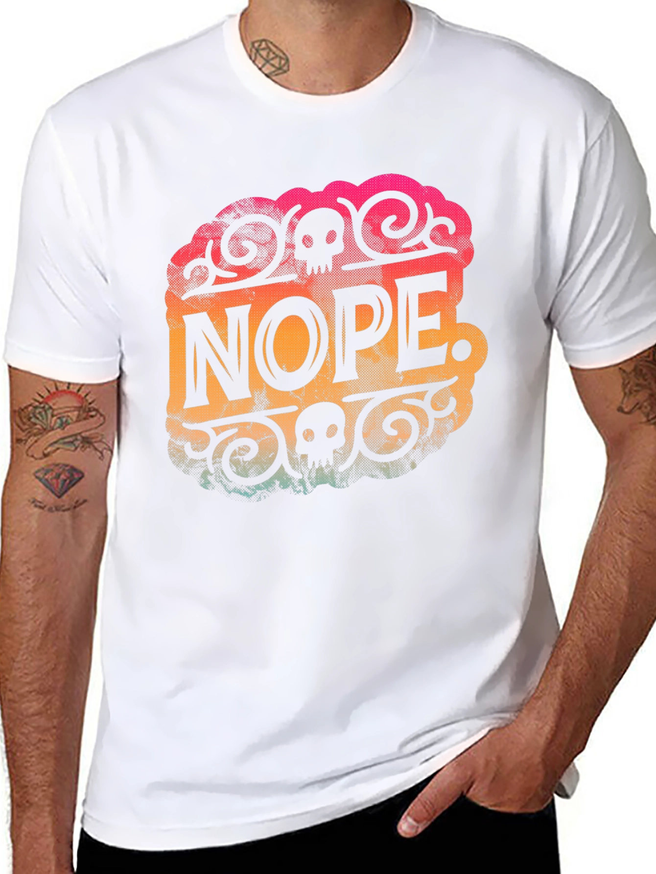 Nope Skull Graphic Mens Black T-Shirt