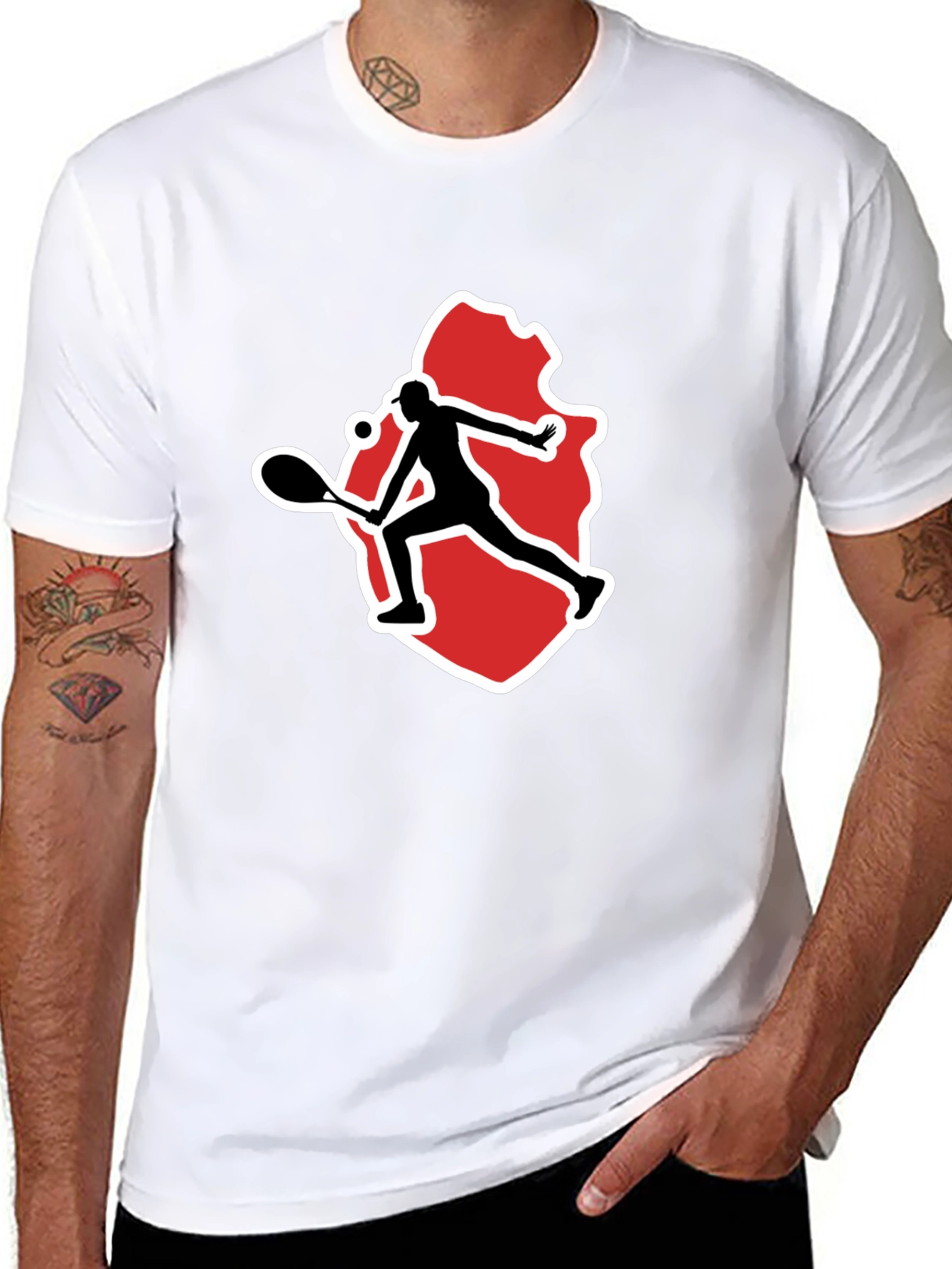 Tennis Player Graphic Tee - Black