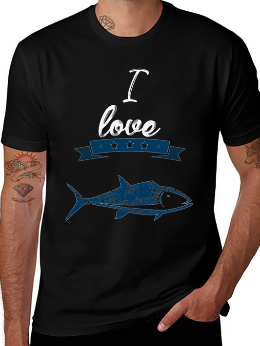 I Love Fishing Graphic Tee - Black