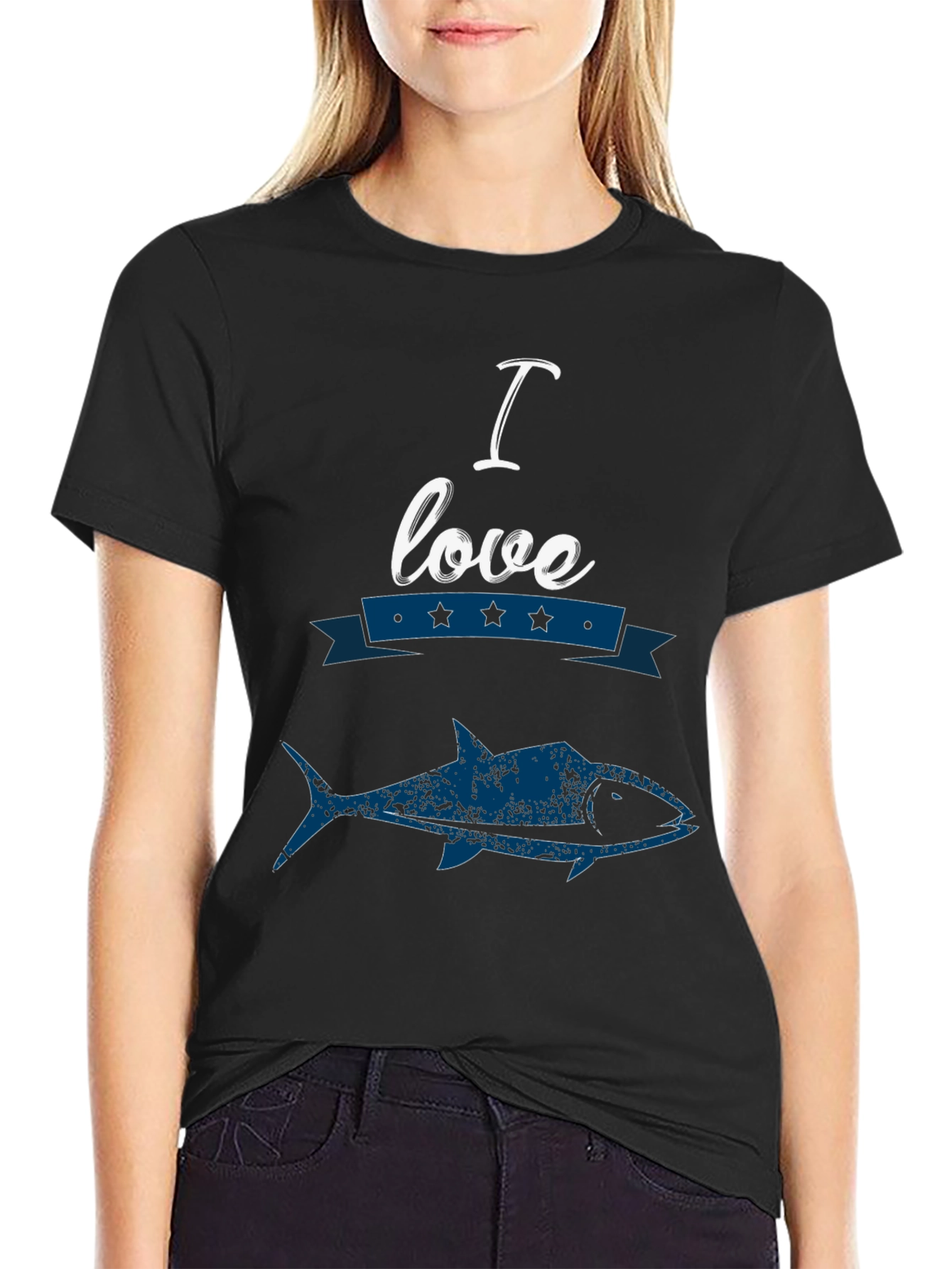I Love Fishing Graphic Tee - Black