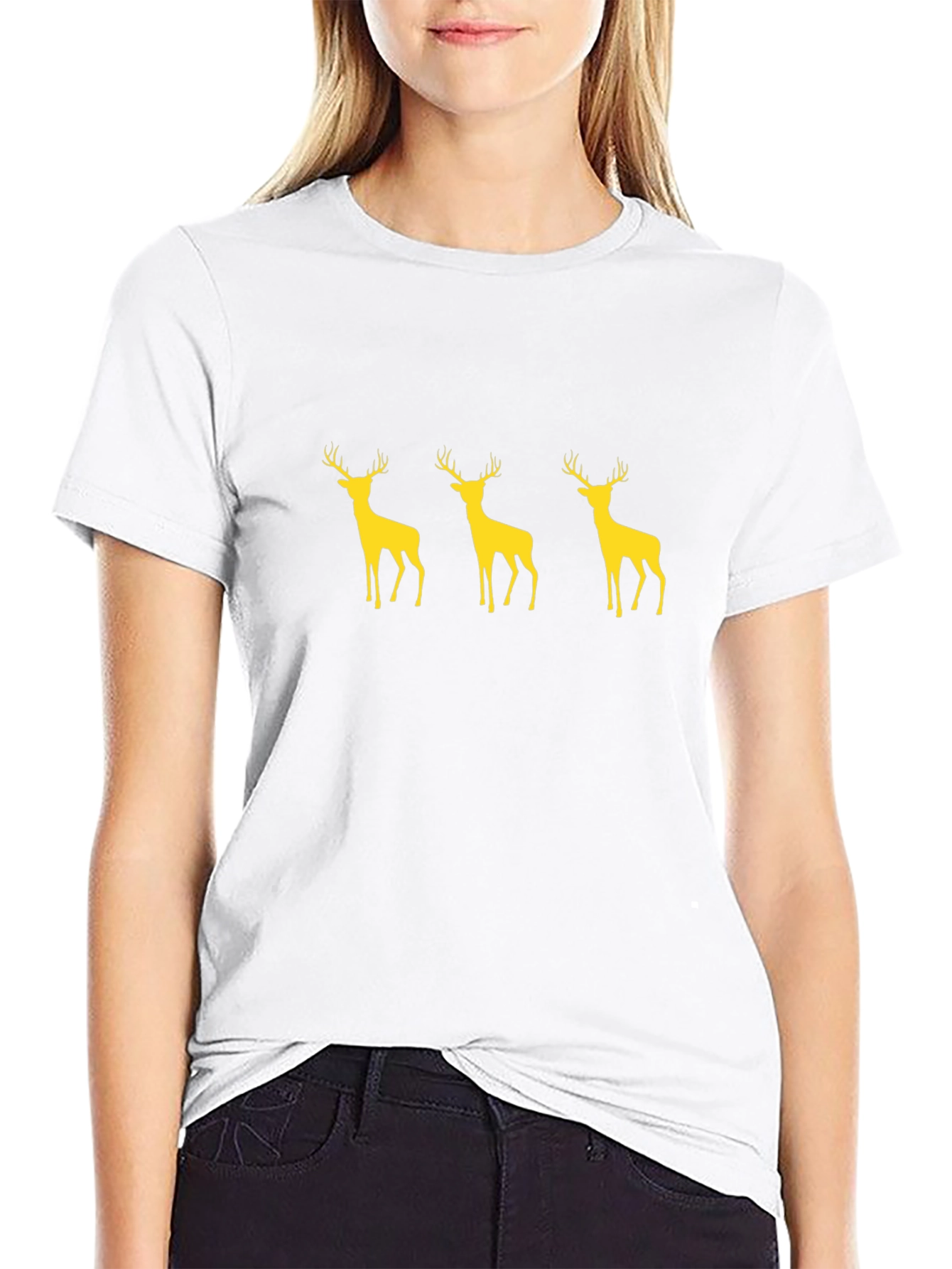 Black T-Shirt with Deer Graphic