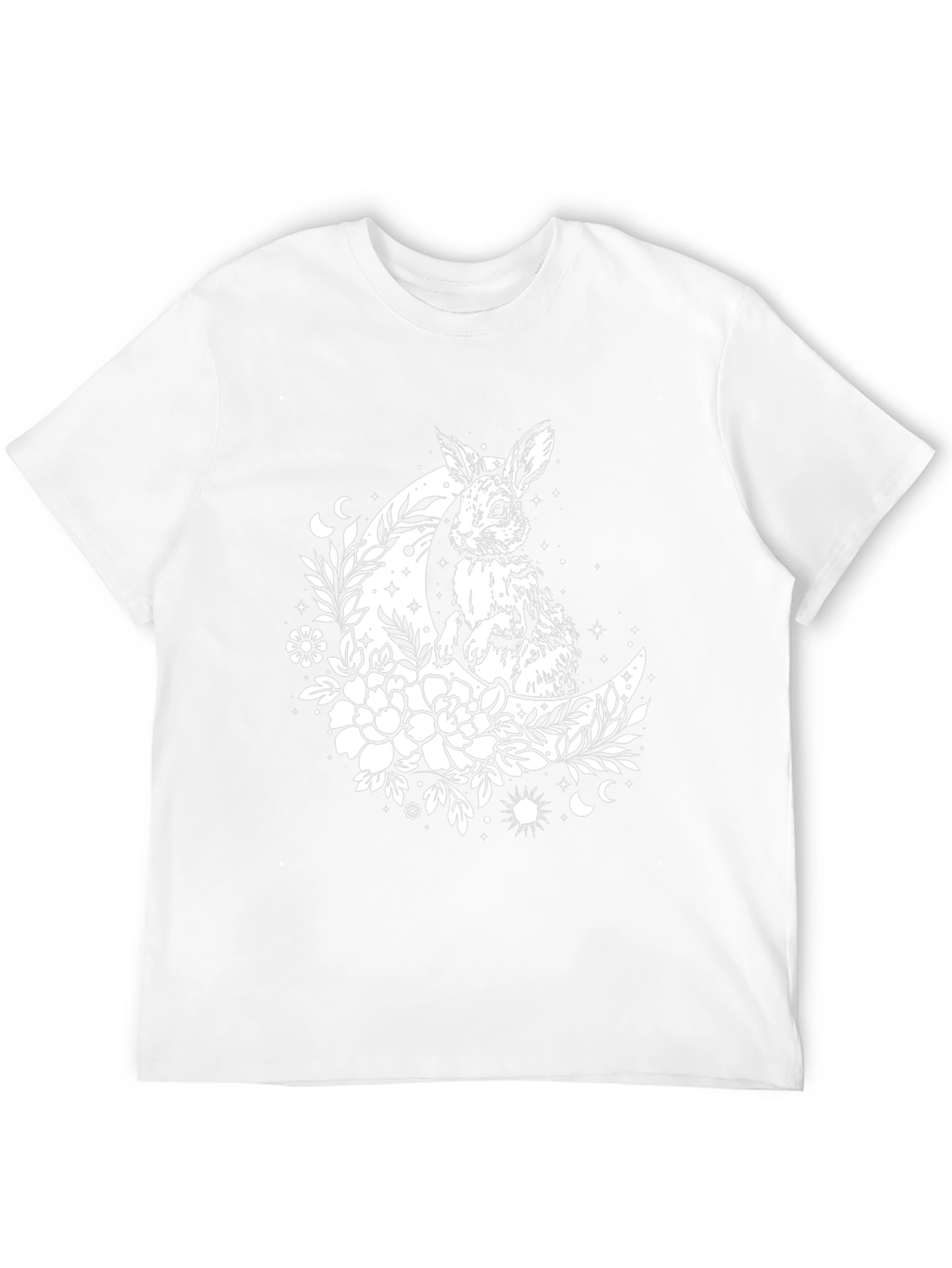 Rabbit Moon Graphic Tee - Black Cotton T-Shirt