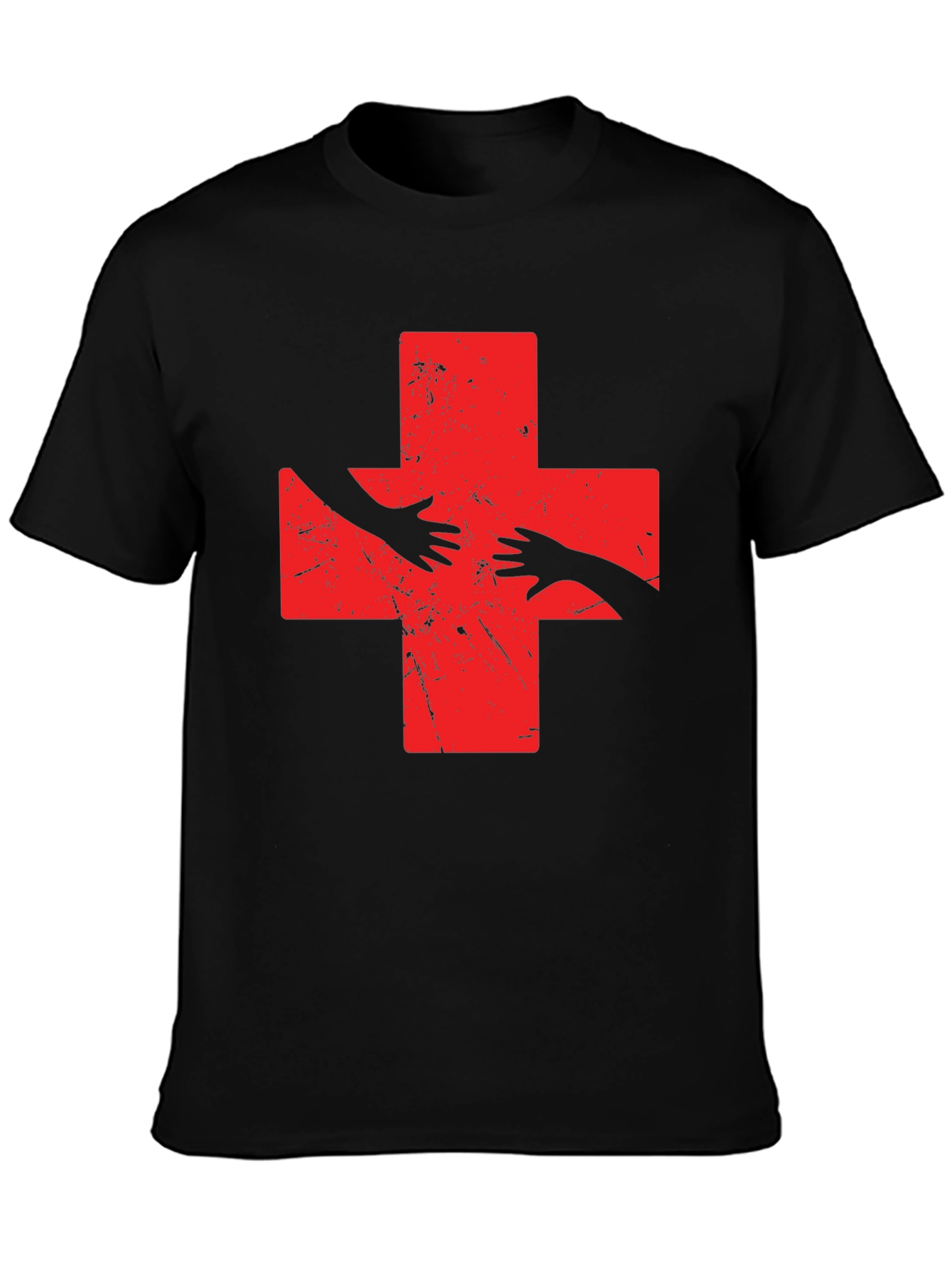 Distressed Red Cross Hands T-Shirt