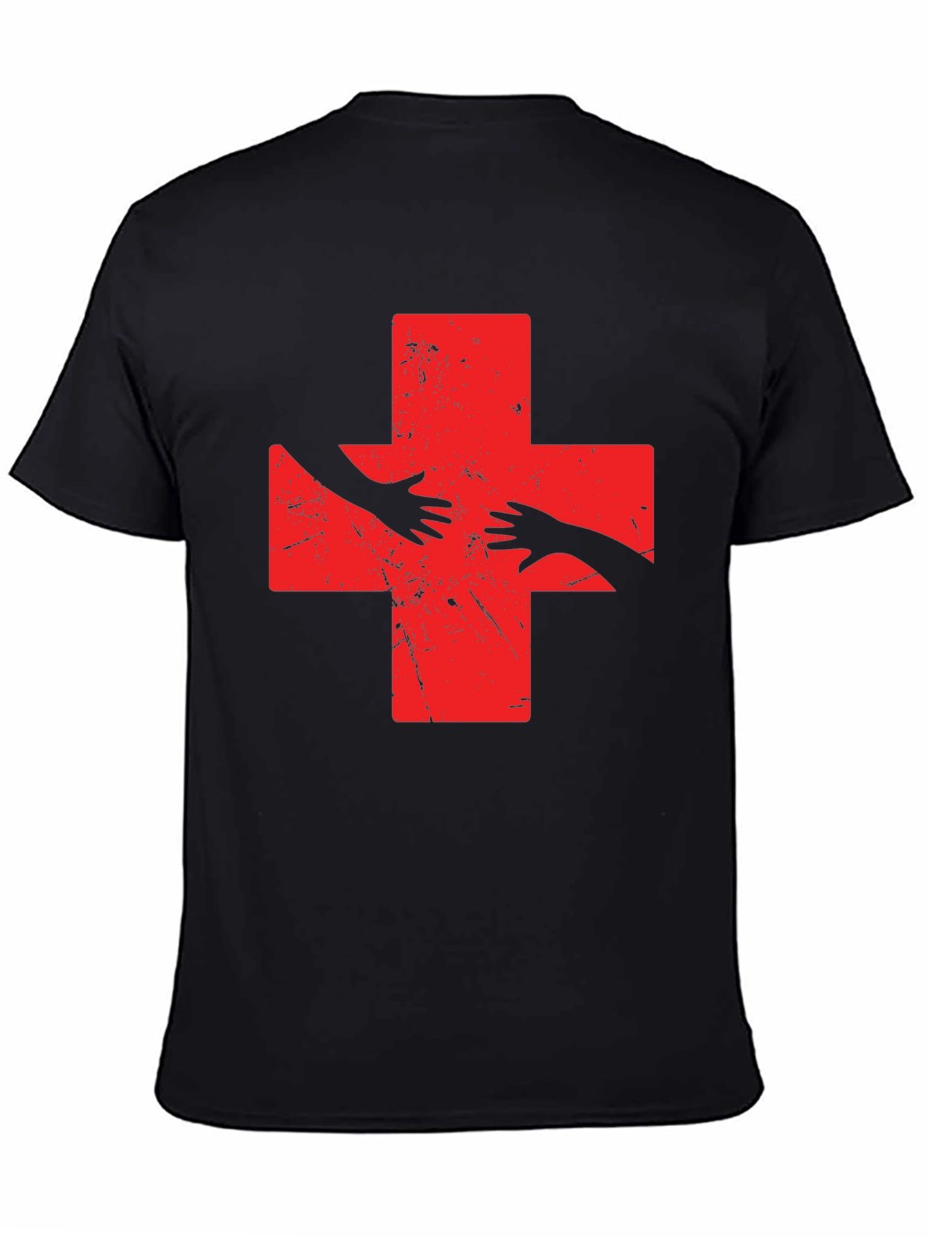 Distressed Red Cross Hands T-Shirt