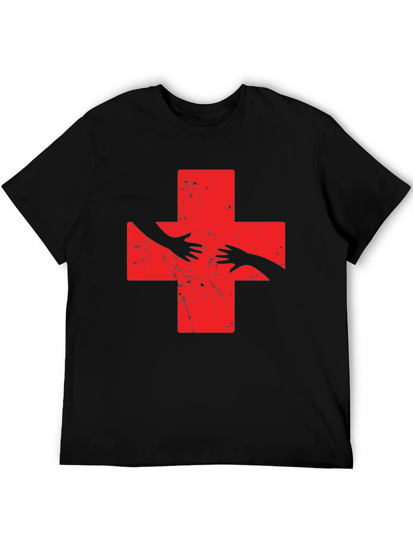 Distressed Red Cross Hands T-Shirt