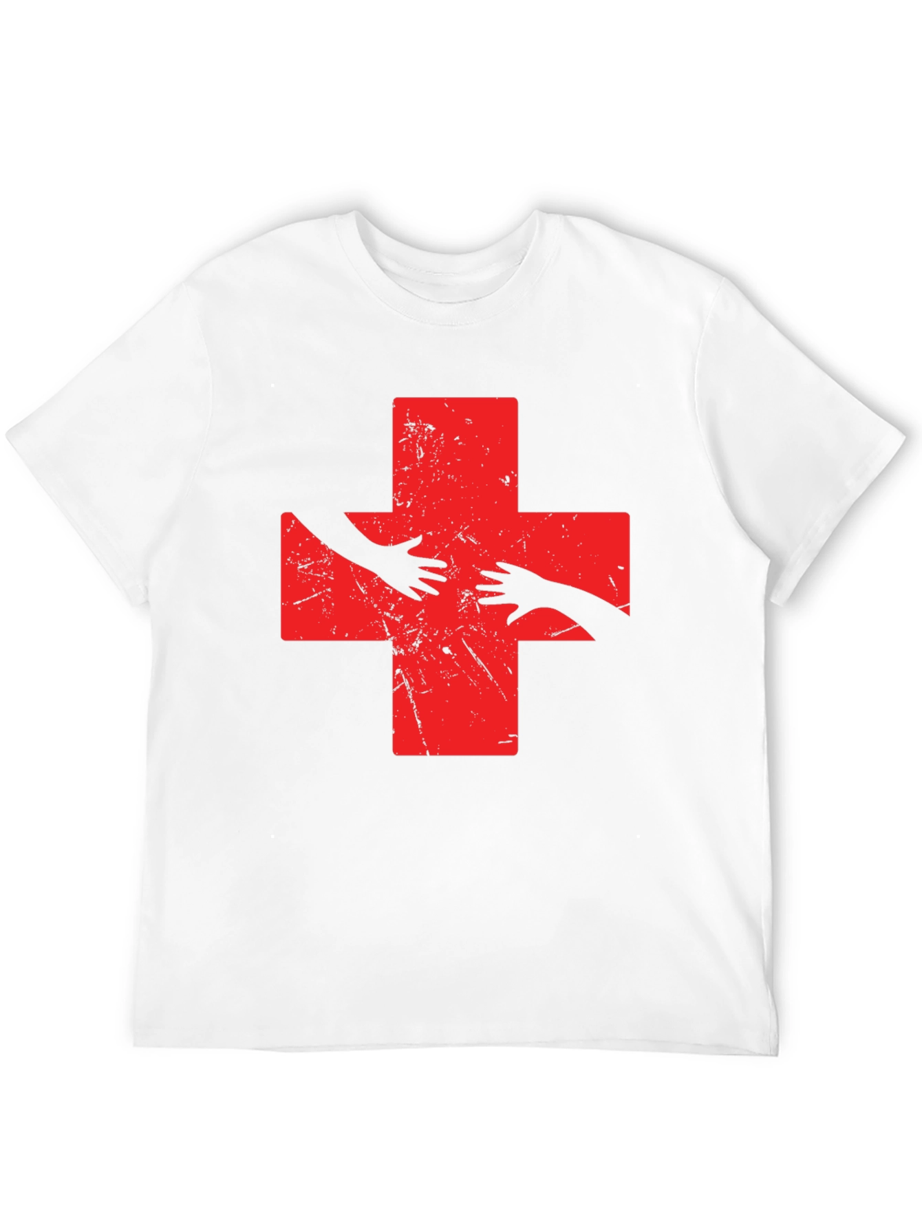 Distressed Red Cross Hands T-Shirt