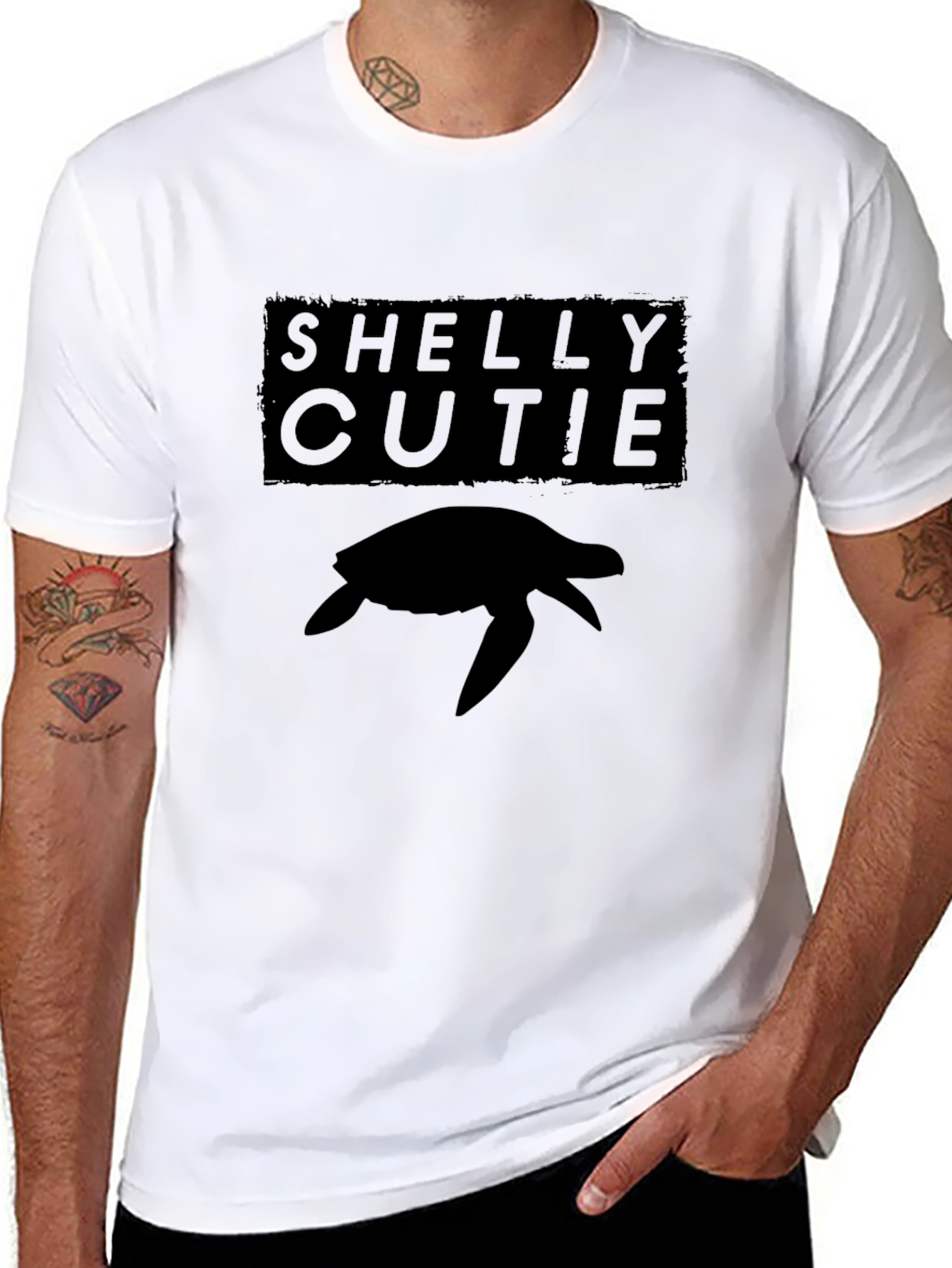 Shelly Cutie Turtle Graphic Tee - Black Casual T-Shirt