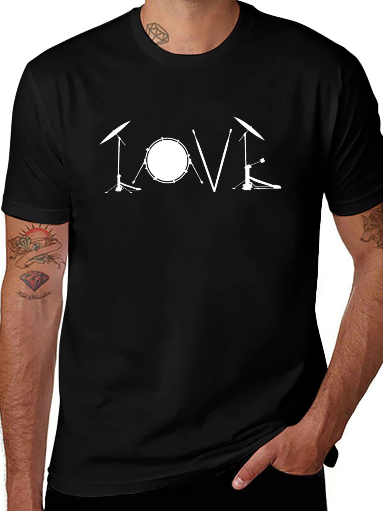 Drum Kit Love Graphic Tee - Music Lovers T-Shirt