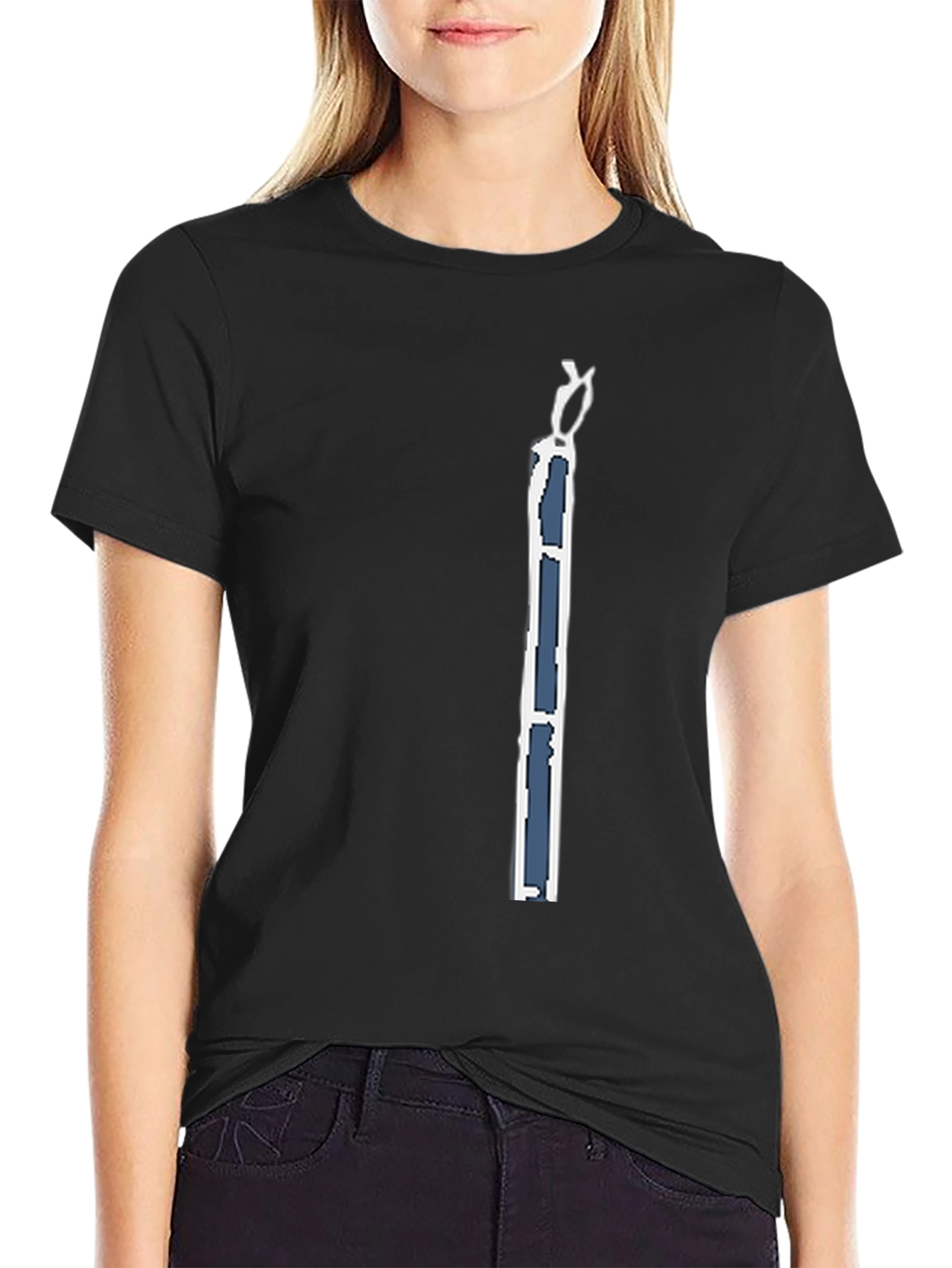 Mens Black T-Shirt with Modern Art Graphic