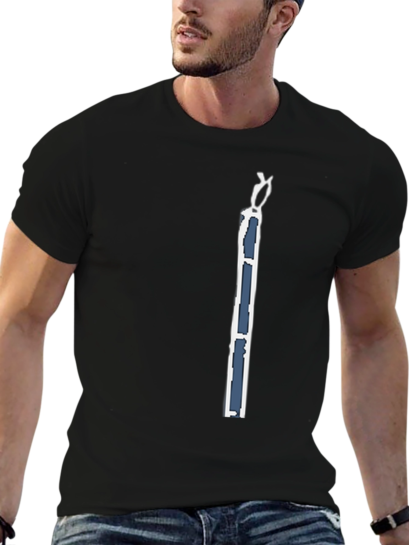 Mens Black T-Shirt with Modern Art Graphic