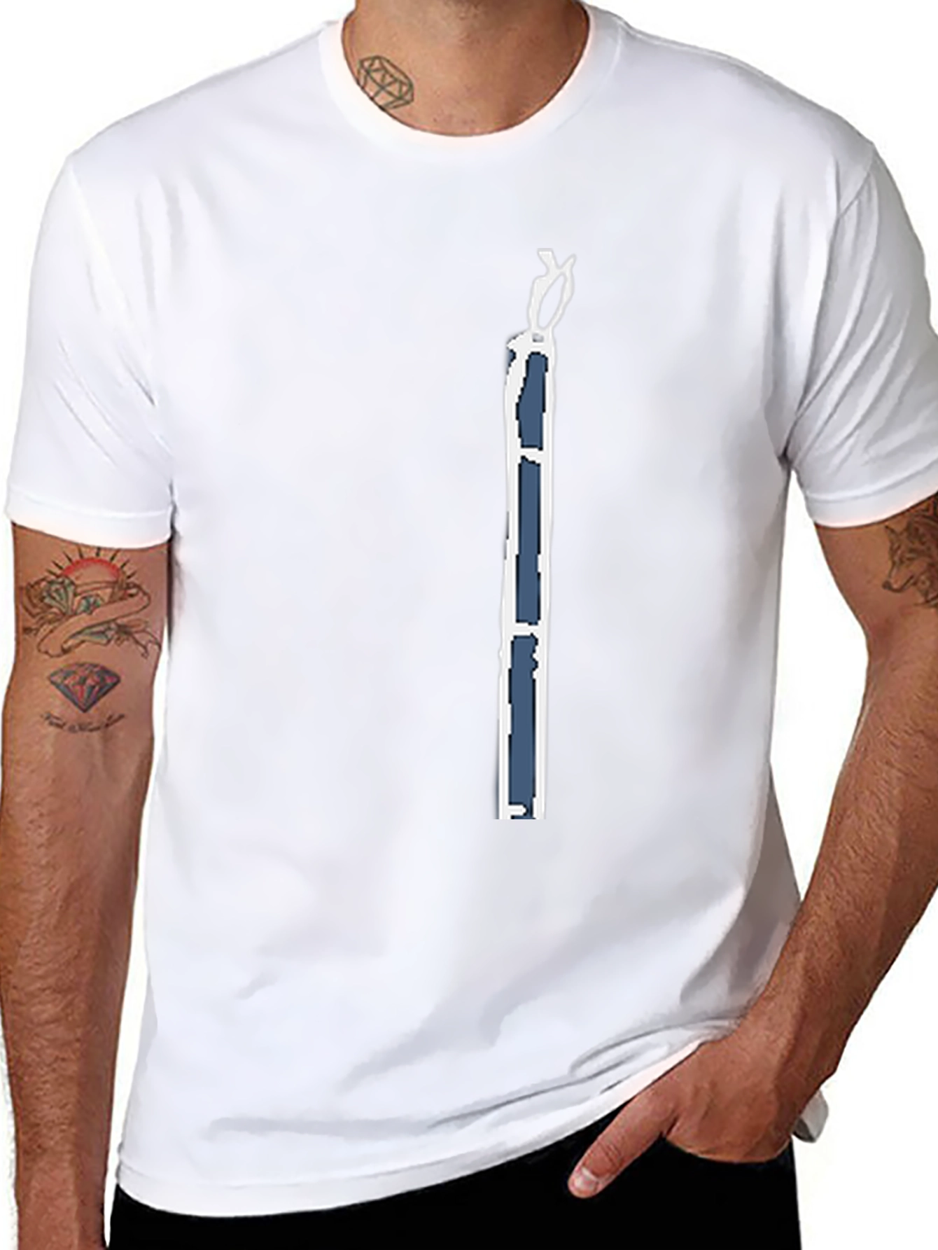Mens Black T-Shirt with Modern Art Graphic