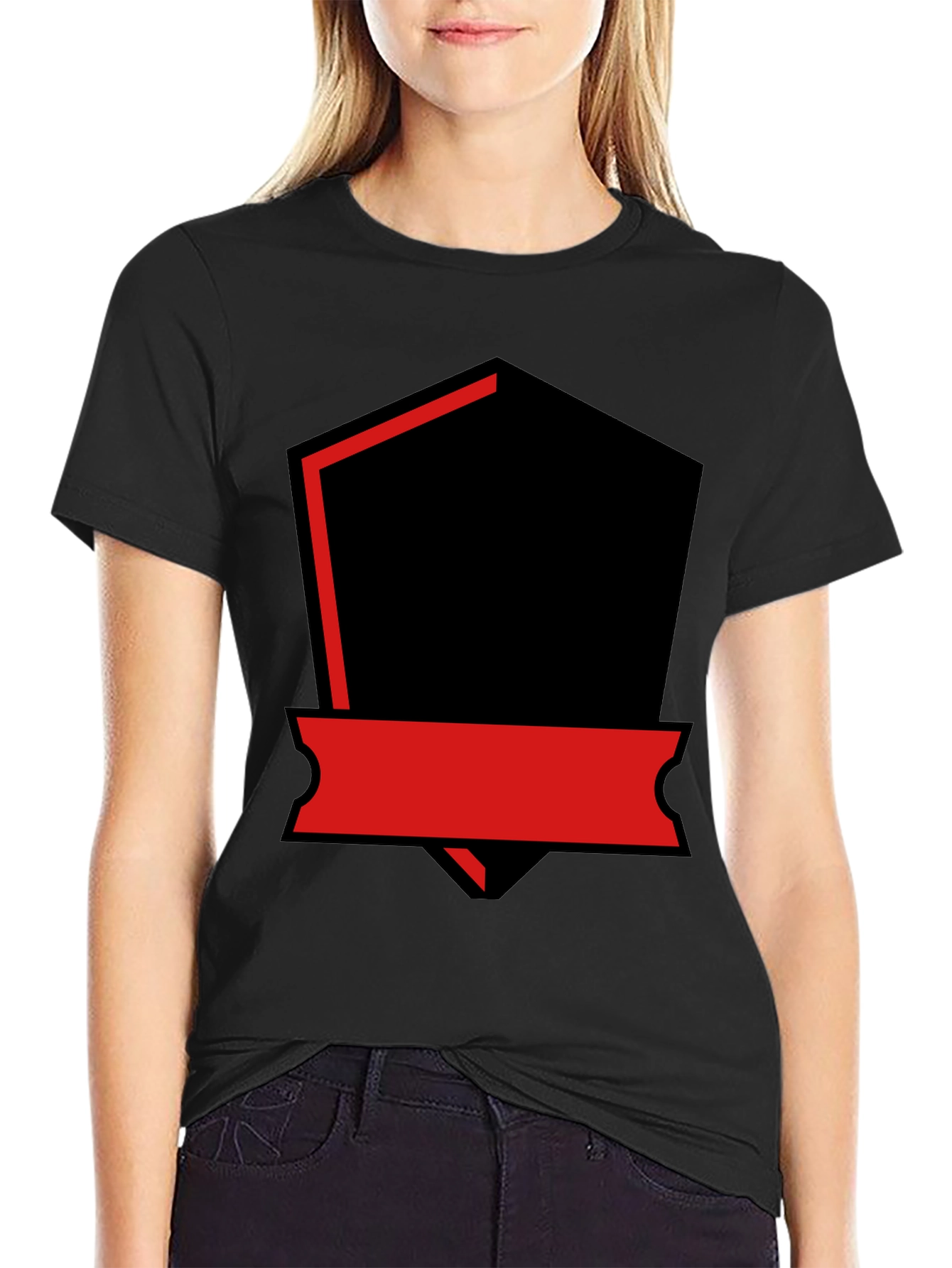 Mens Black T-Shirt with Red and Black Graphic