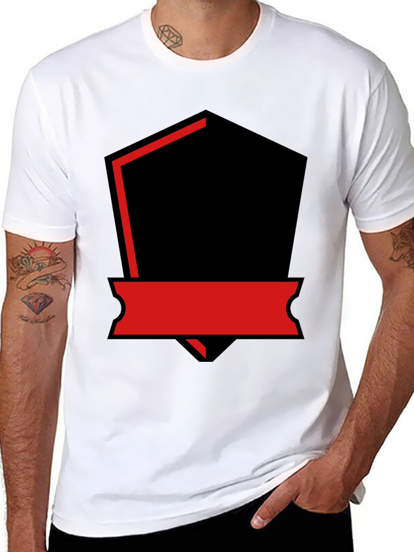 Mens Black T-Shirt with Red and Black Graphic