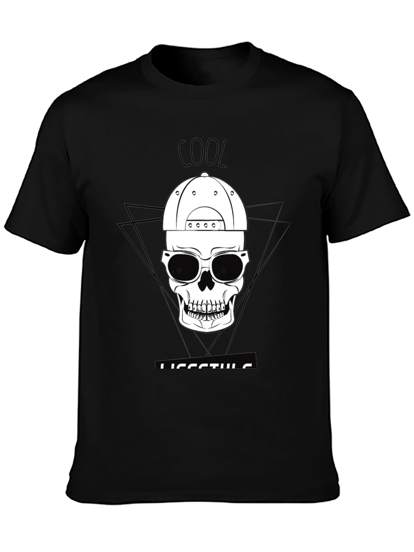 Cool Lifestyle Skull Graphic Tee - Black