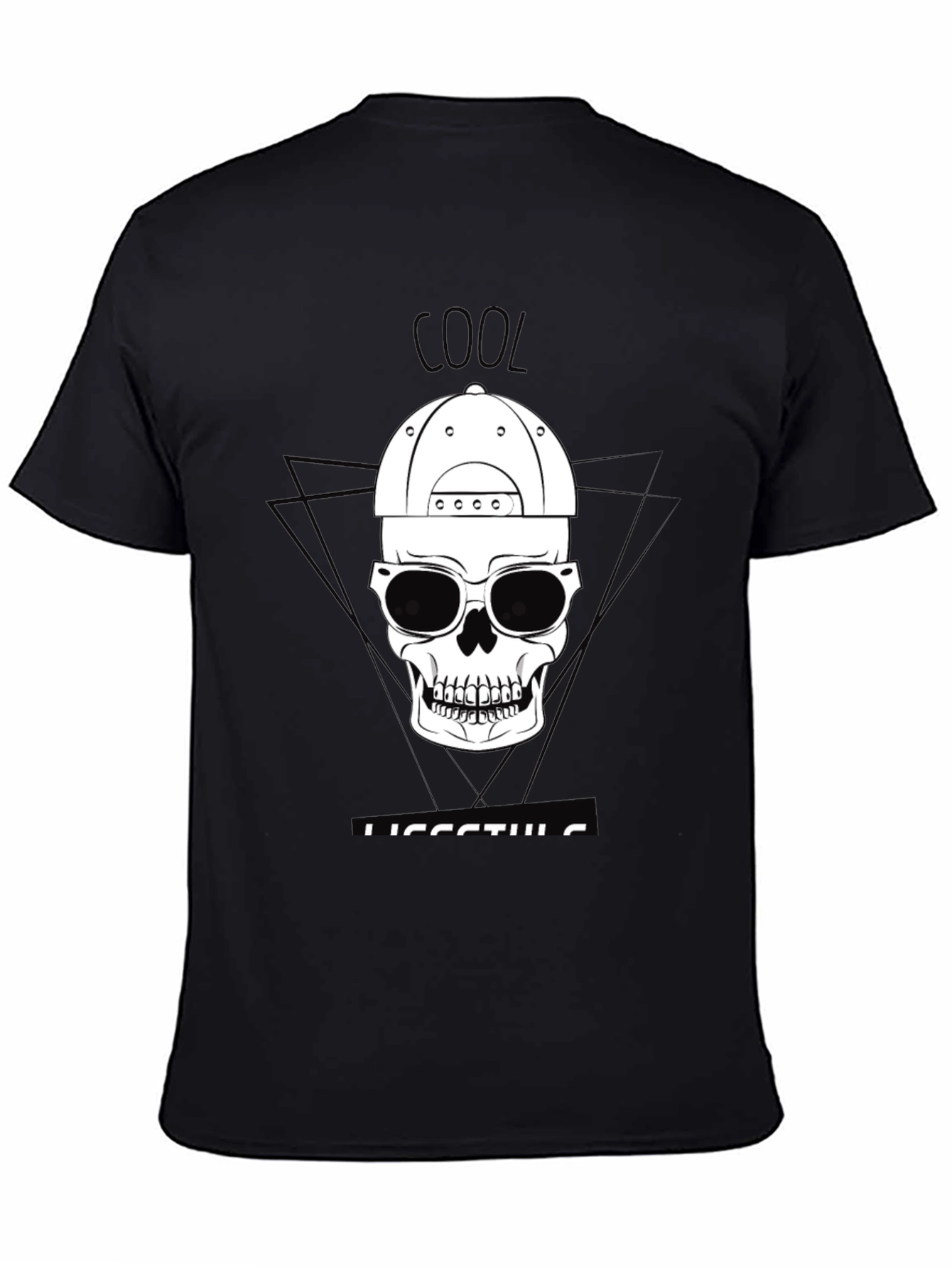 Cool Lifestyle Skull Graphic Tee - Black