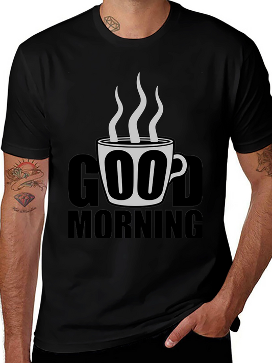 Good Morning Coffee Graphic Tee - Black