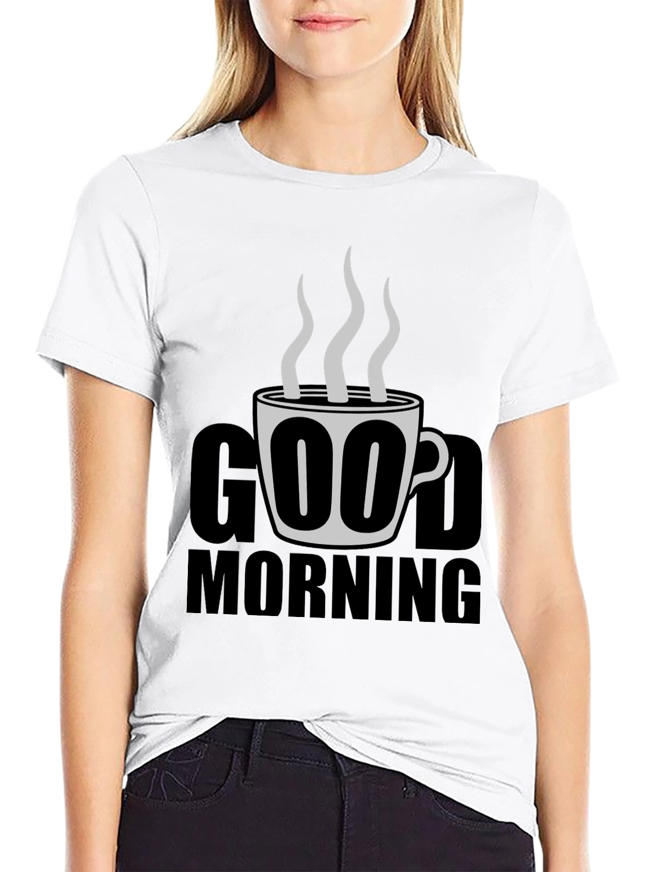Good Morning Coffee Graphic Tee - Black