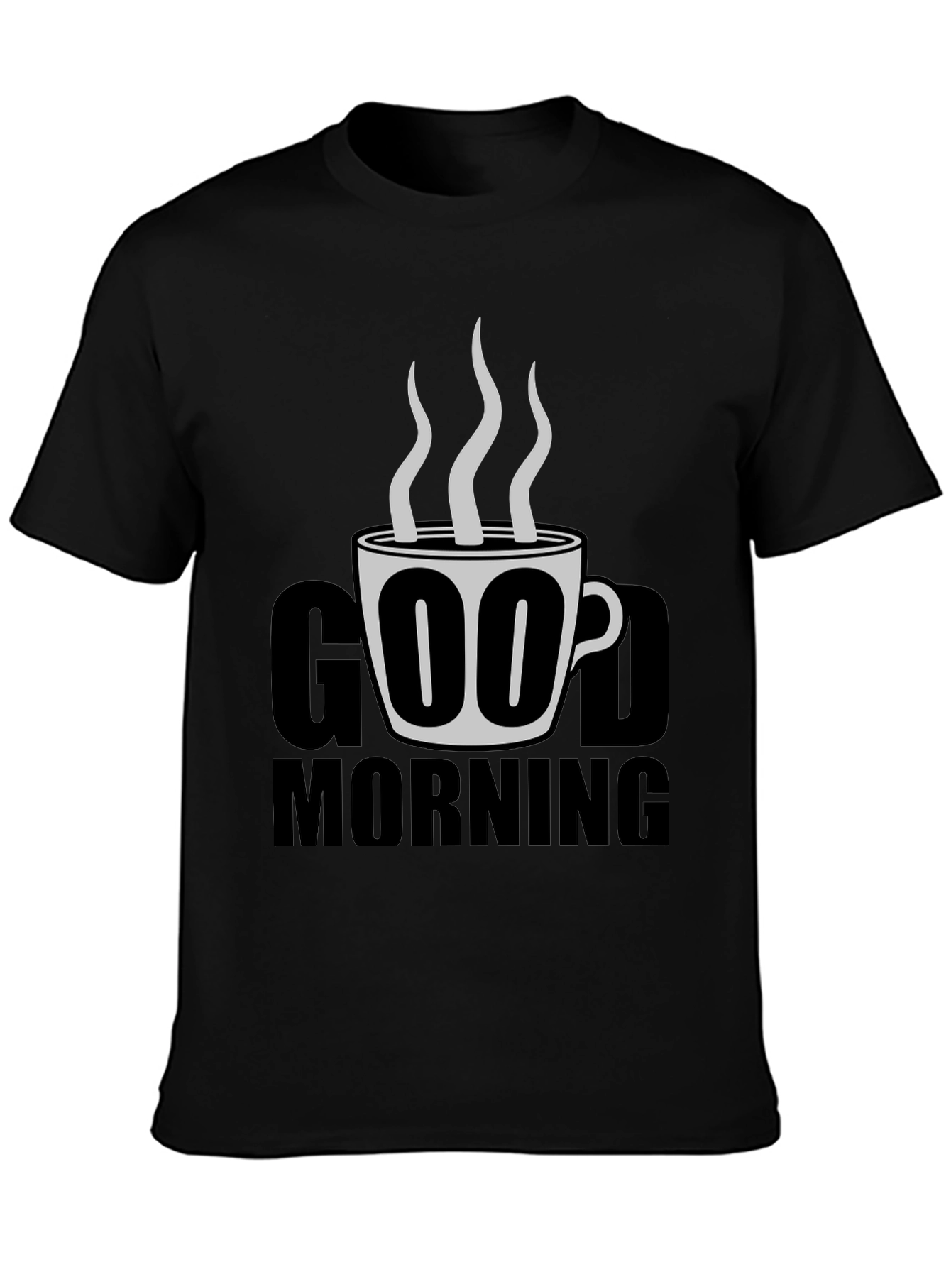 Good Morning Coffee Graphic Tee - Black